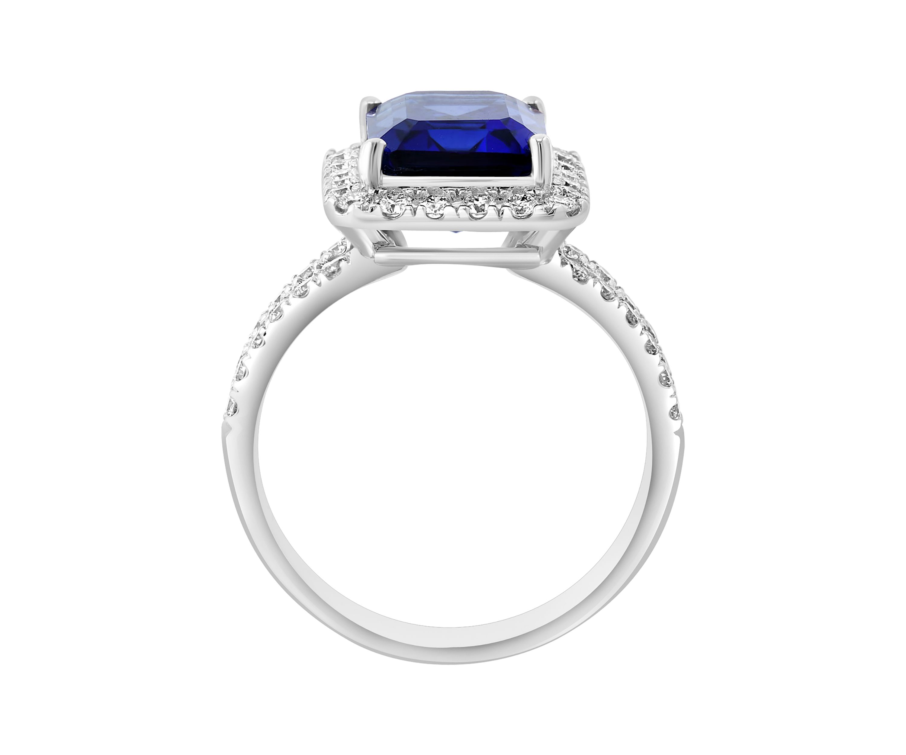 Lab Grown Diamond and Sapphire Ring in 14K White Gold