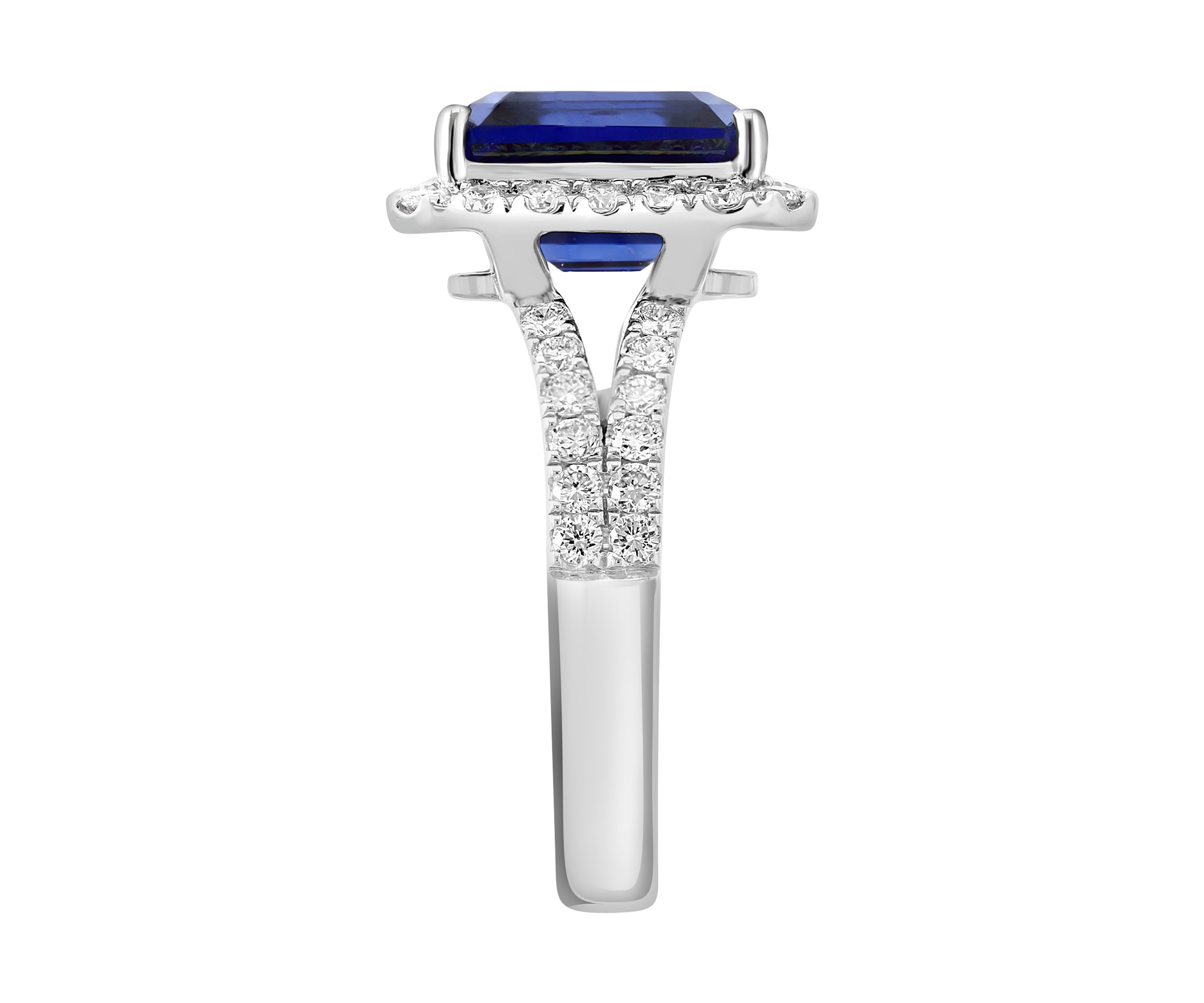 Lab Grown Diamond and Sapphire Ring in 14K White Gold