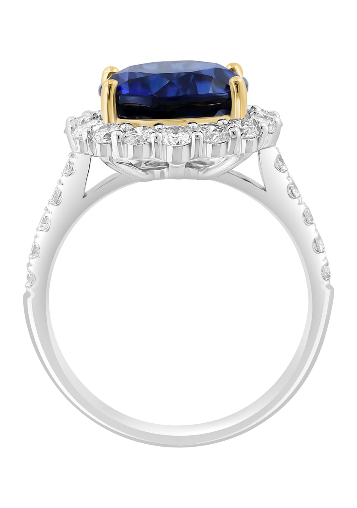 Lab Created Diamond and Sapphire Ring in 14K Two Tone Gold