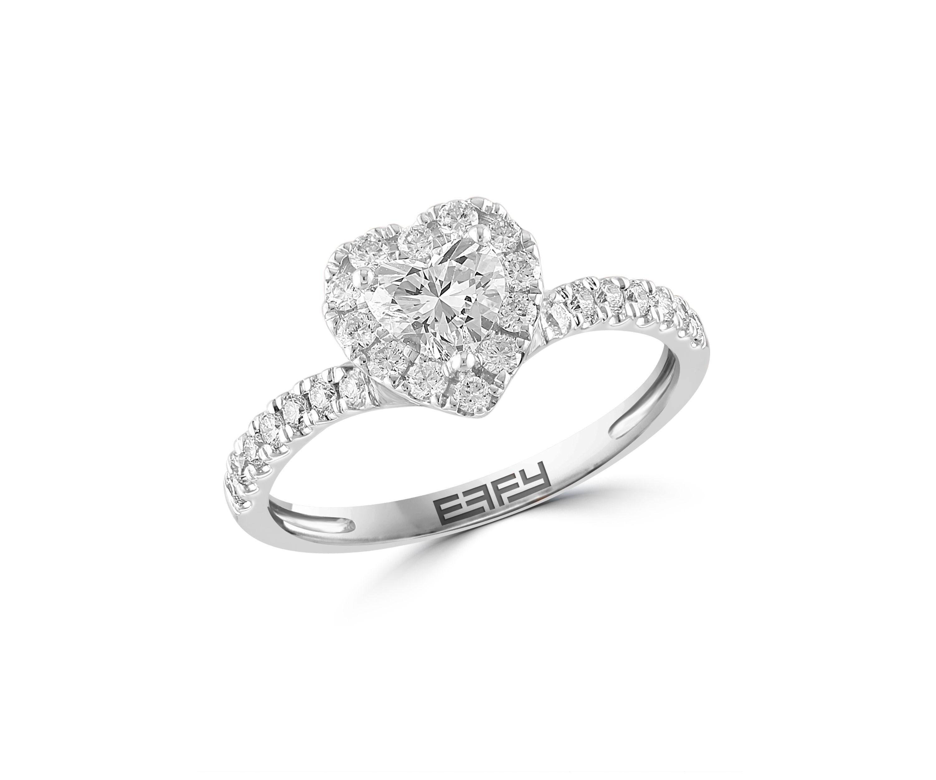 Lab Created Diamond Heart Ring in 14K White Gold
