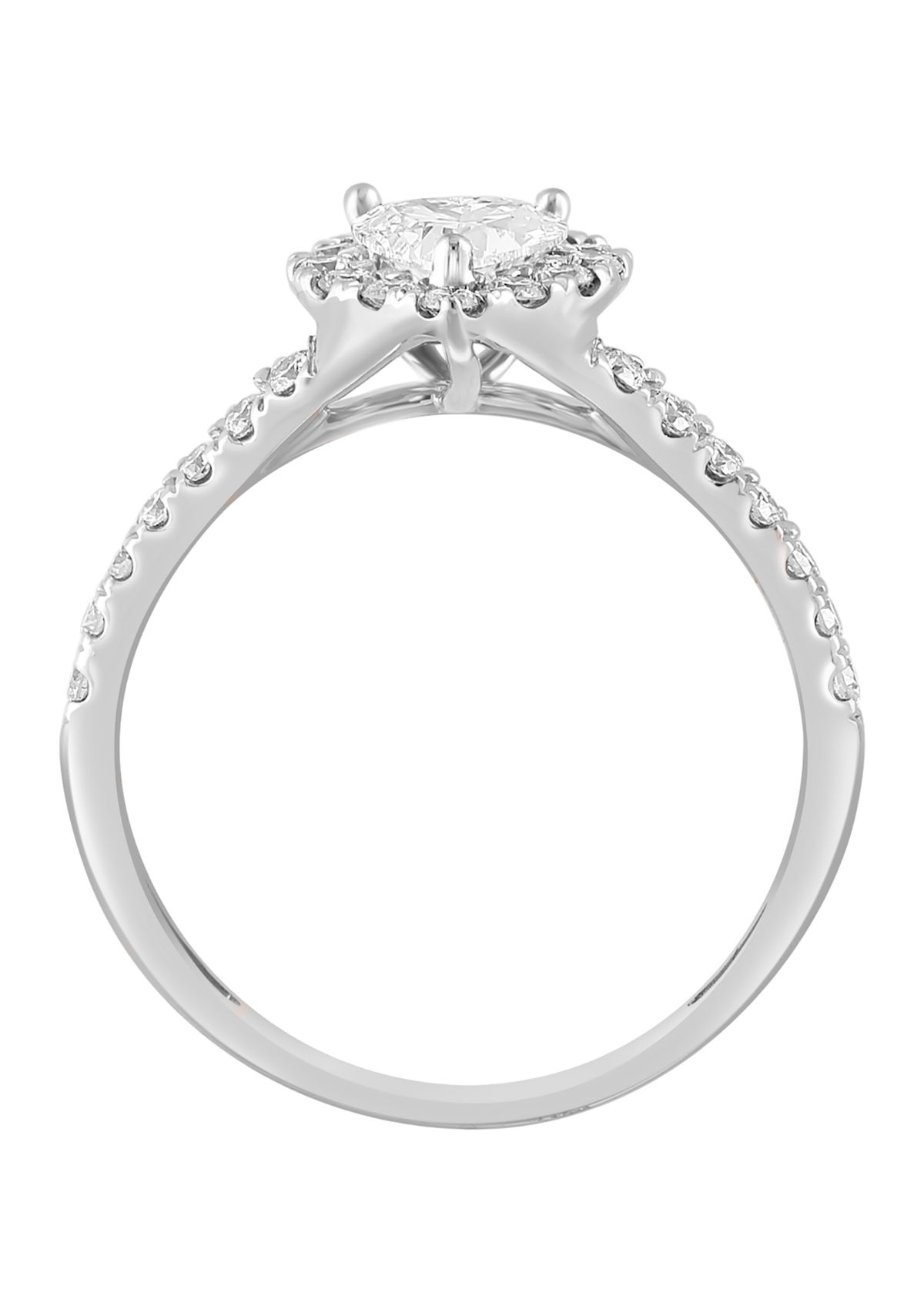 Lab Created Diamond Heart Ring in 14K White Gold