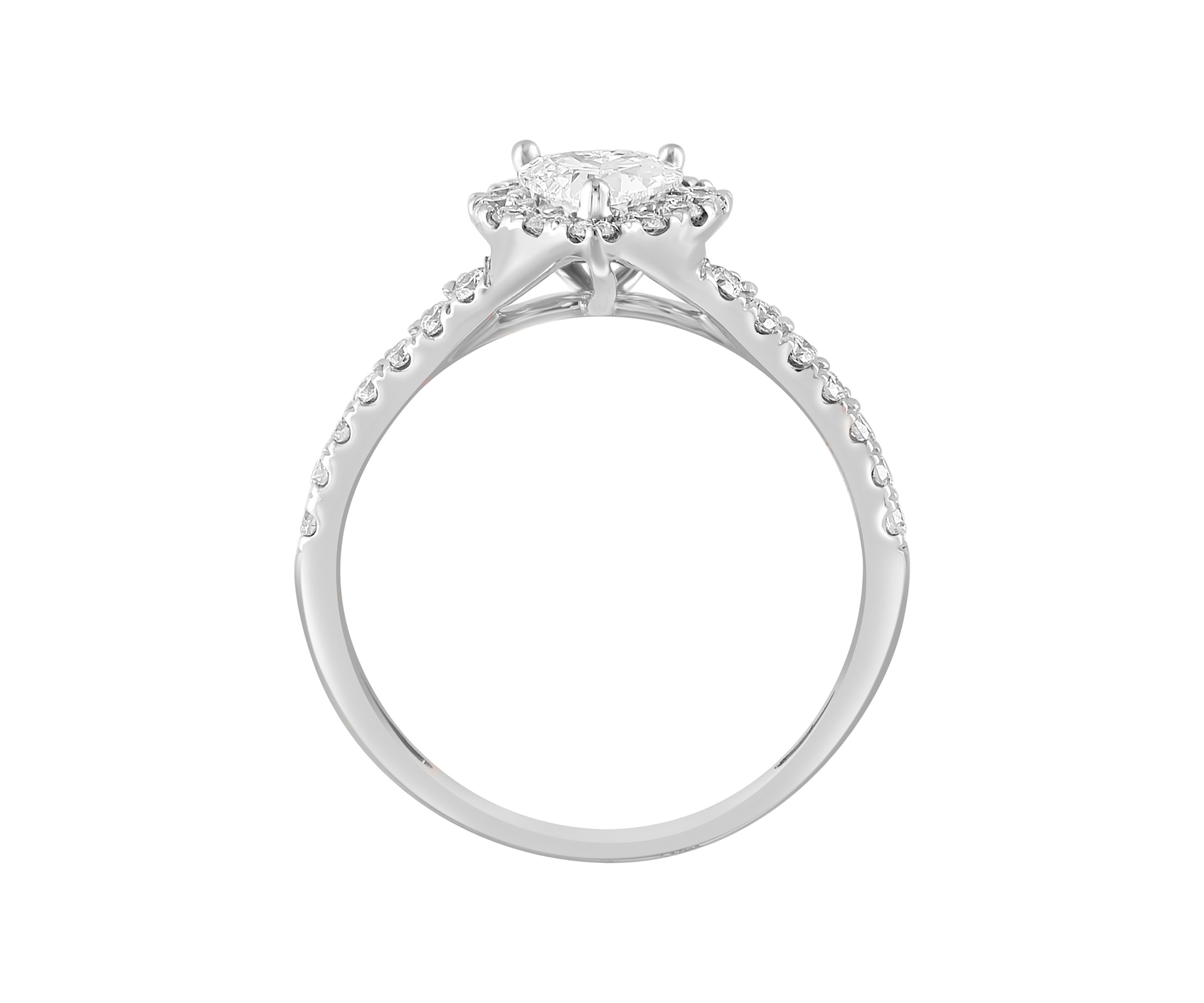Lab Created Diamond Heart Ring in 14K White Gold