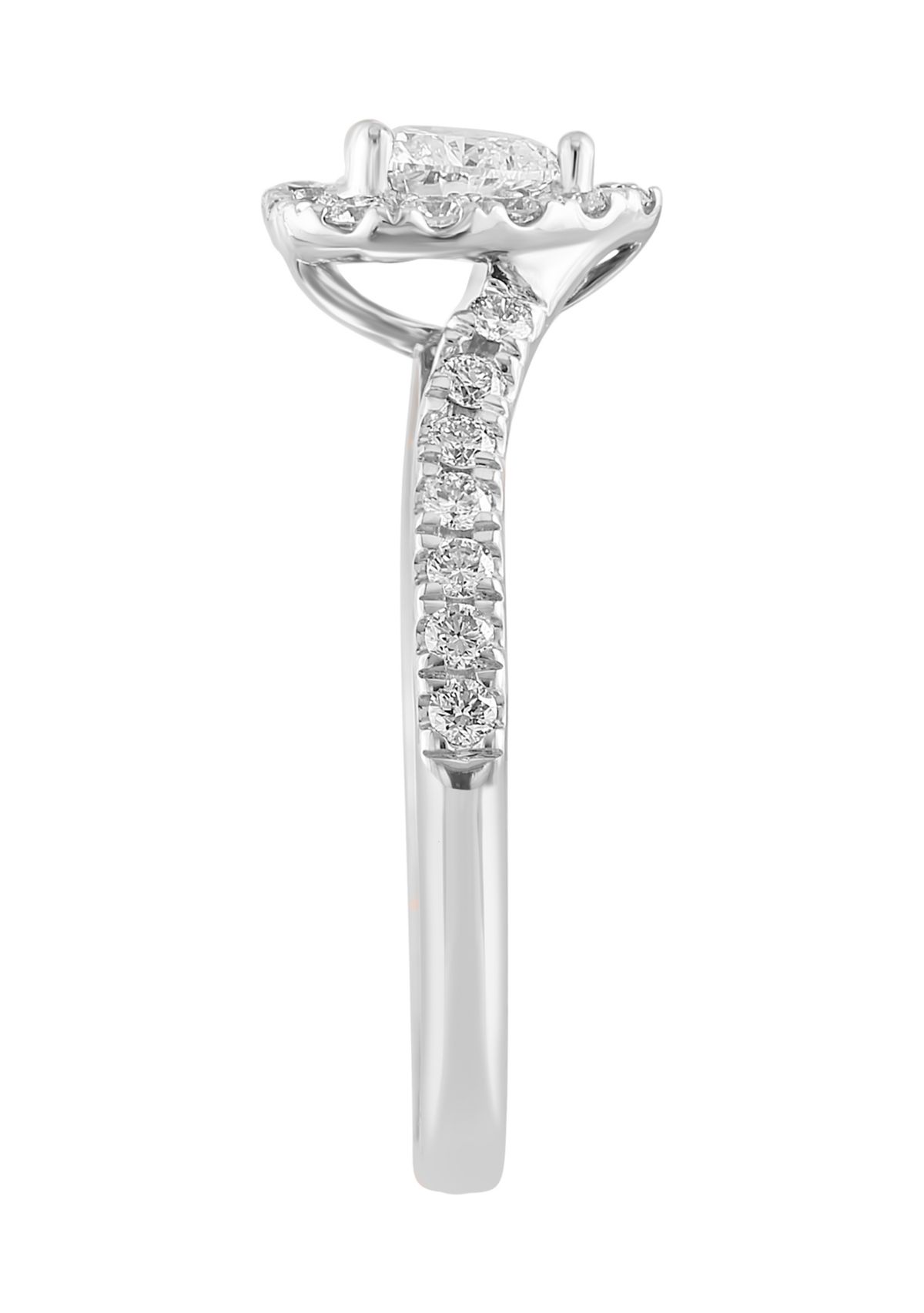 Lab Created Diamond Heart Ring in 14K White Gold