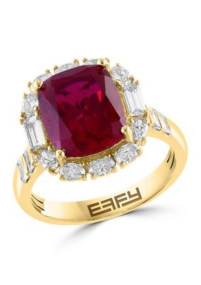 Effy Lab Created Diamond and Ruby Ring in 14K Yellow Gold -  5400452WA0IM81H24