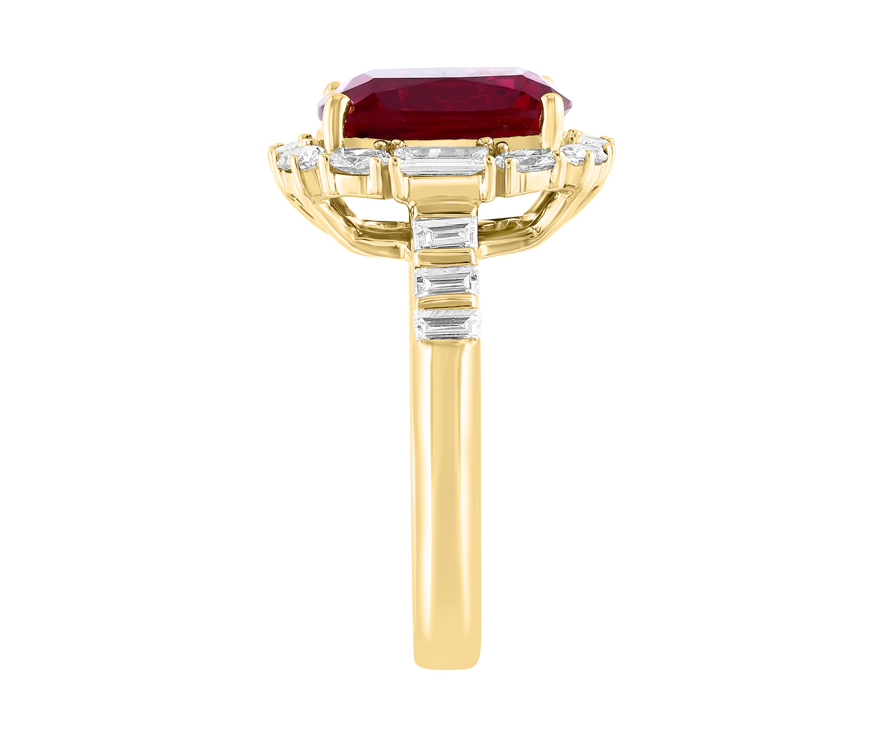 Lab Created Diamond and Ruby Ring in 14K Yellow Gold