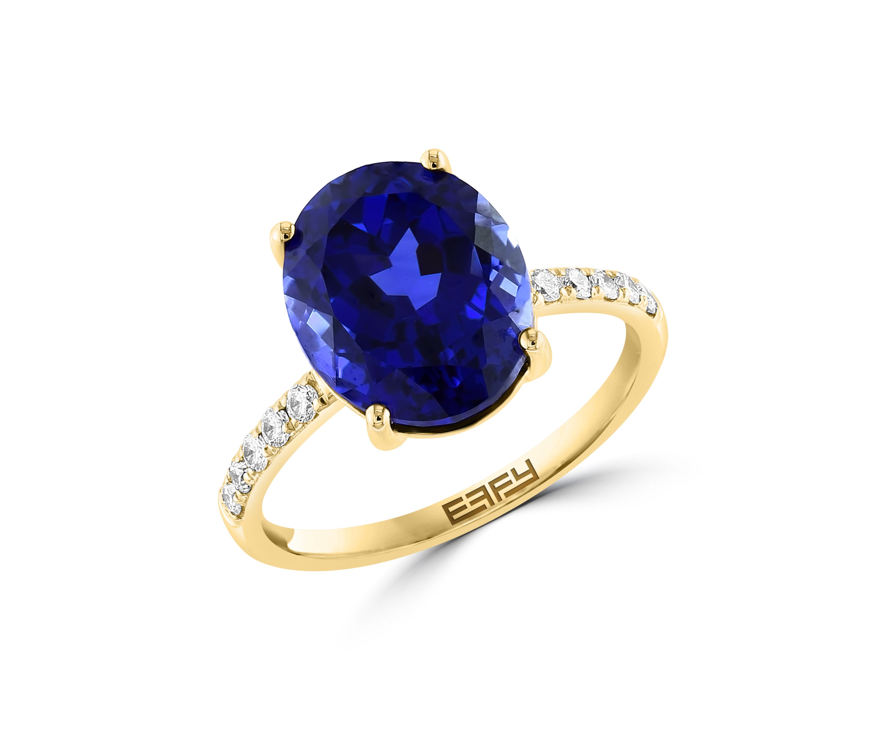 Lab Created Diamond and Sapphire Ring in 14K Yellow Gold