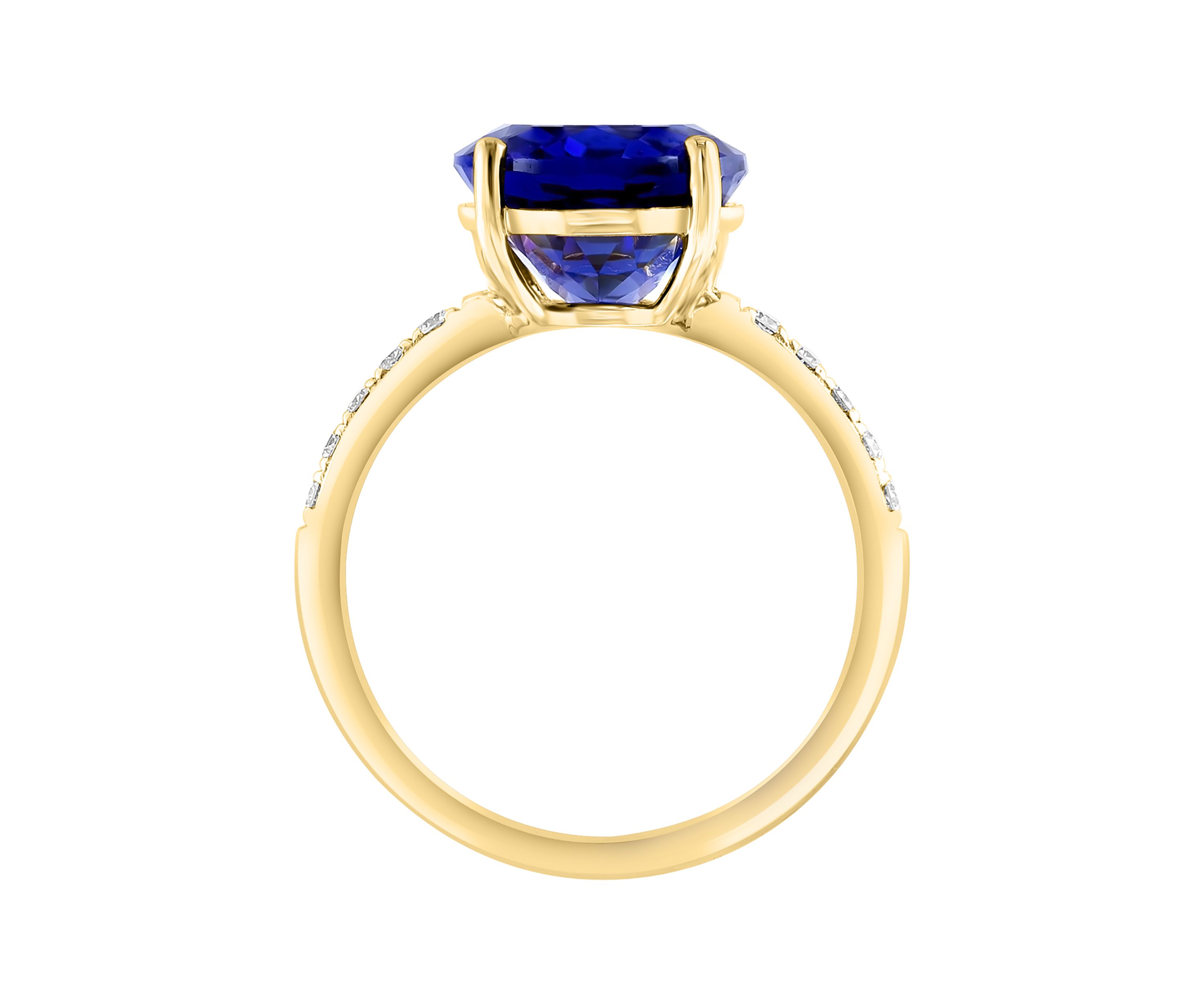 Lab Created Diamond and Sapphire Ring in 14K Yellow Gold