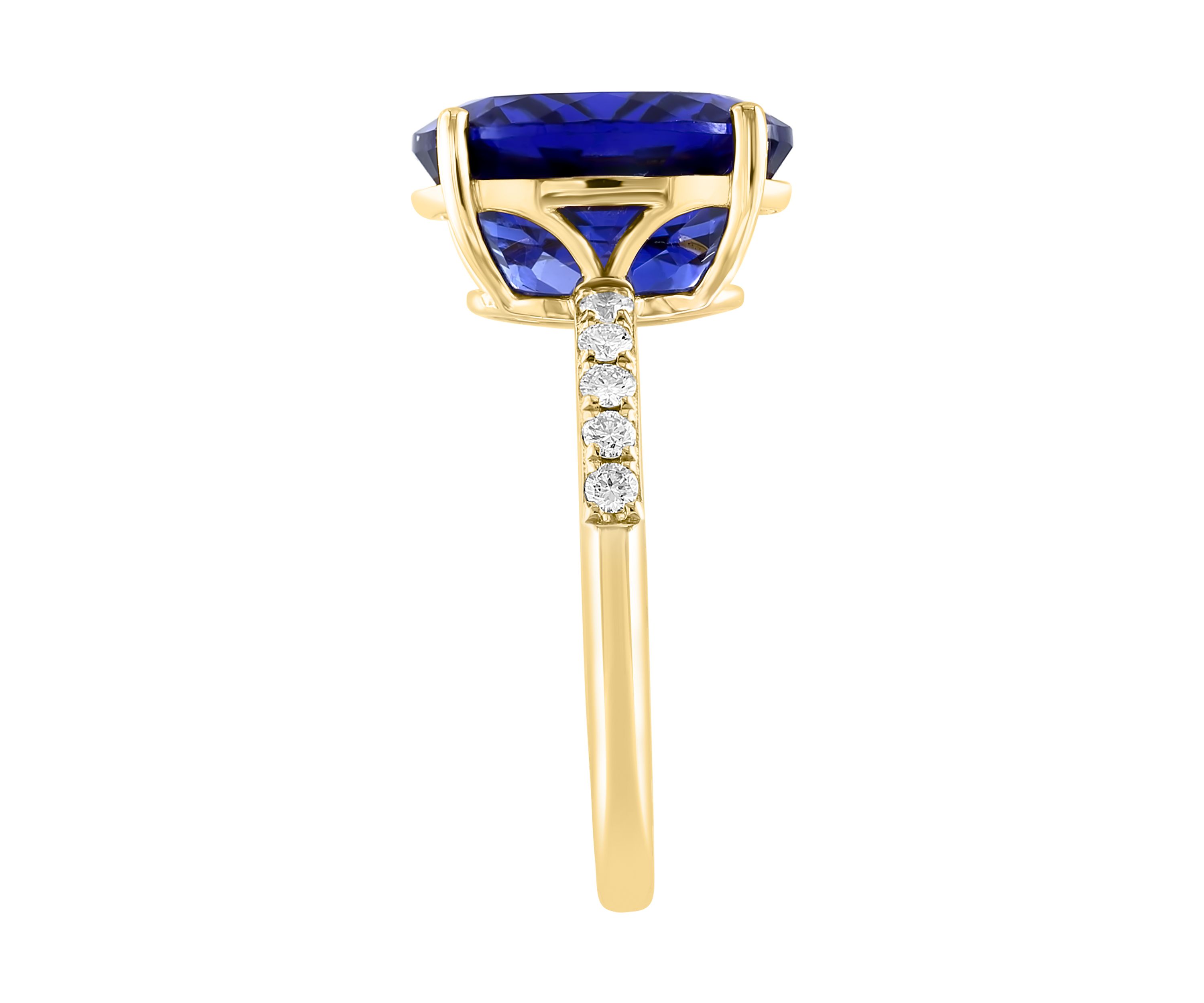 Lab Created Diamond and Sapphire Ring in 14K Yellow Gold
