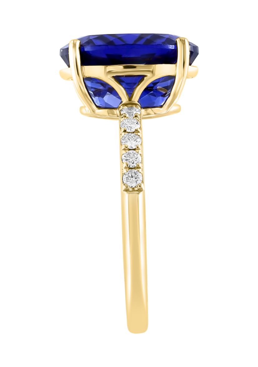 Lab Created Diamond and Sapphire Ring in 14K Yellow Gold