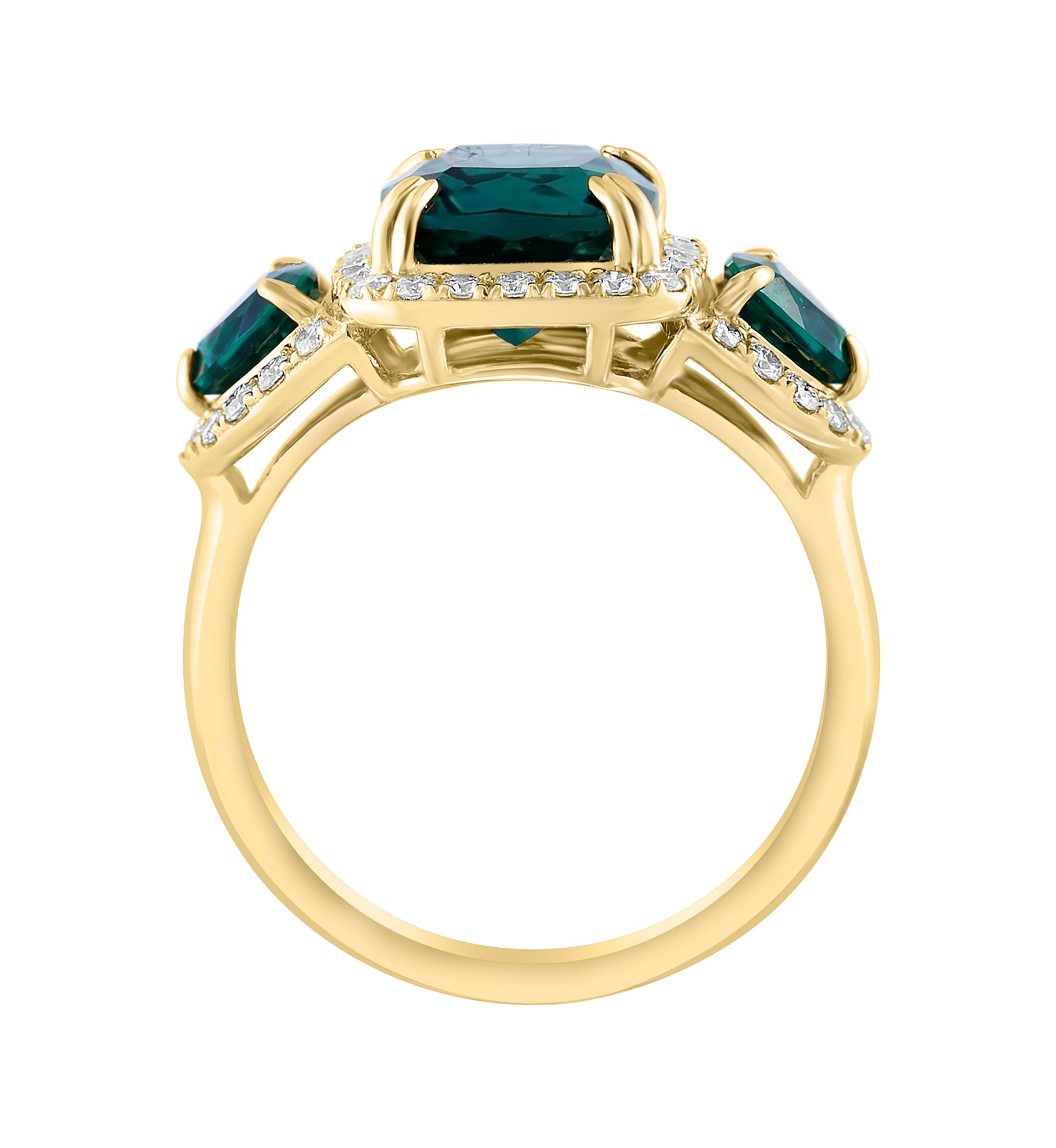 Lab Created Diamond and Emerald Ring in 14K Yellow Gold