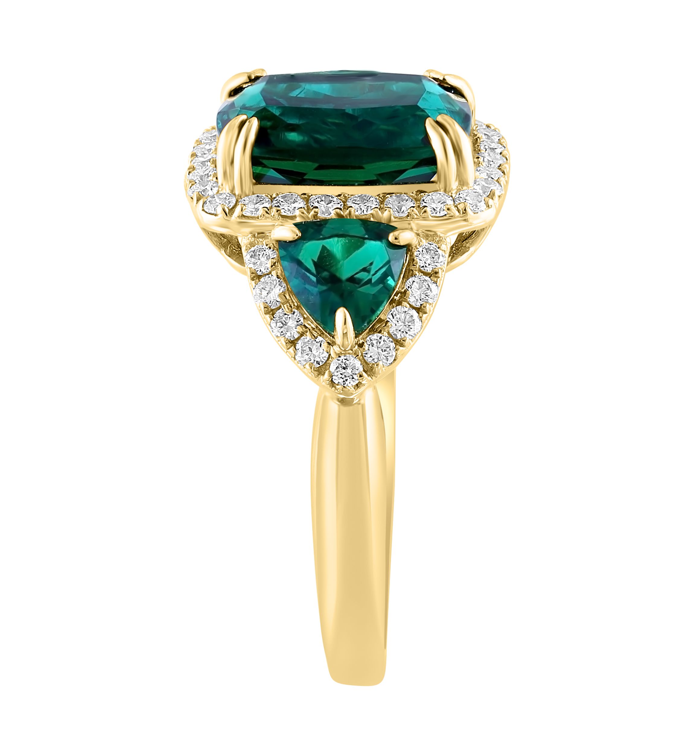Lab Created Diamond and Emerald Ring in 14K Yellow Gold
