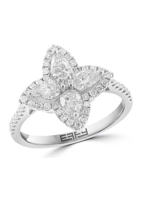 Effy Lab Grown 1.12 ct. t.w. Diamond Flower Ring in 14K White Gold, 7 -  0191120947136