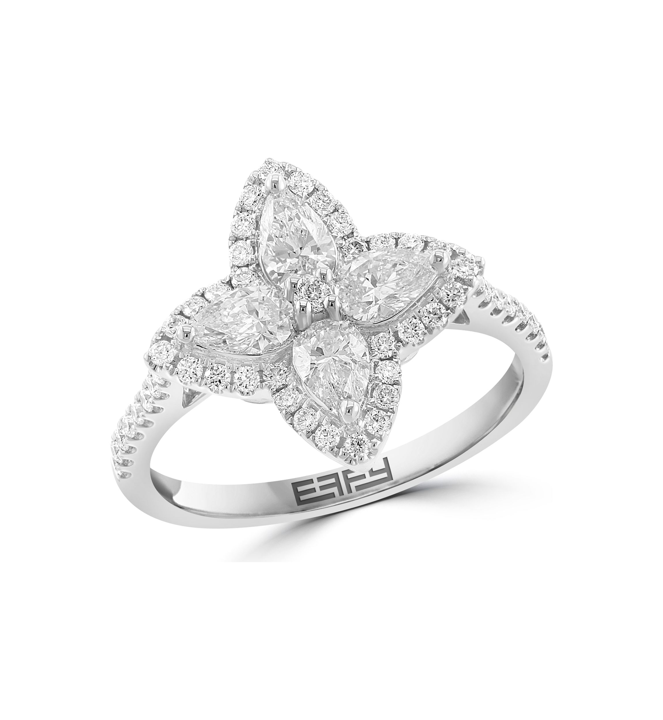 Lab Grown 1.12 ct. t.w. Diamond Flower Ring in 14K White Gold