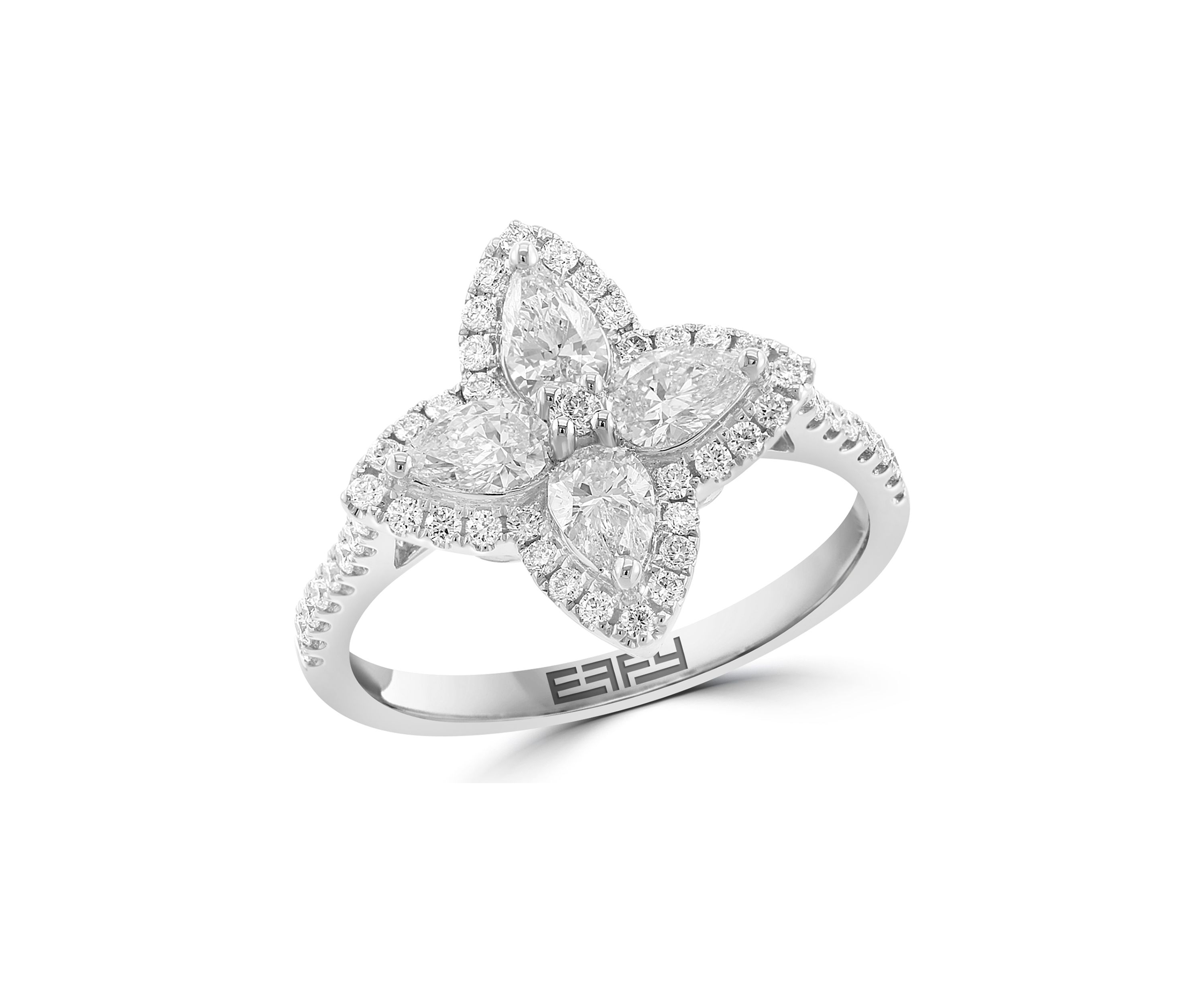 Lab Grown 1.12 ct. t.w. Diamond Flower Ring in 14K White Gold