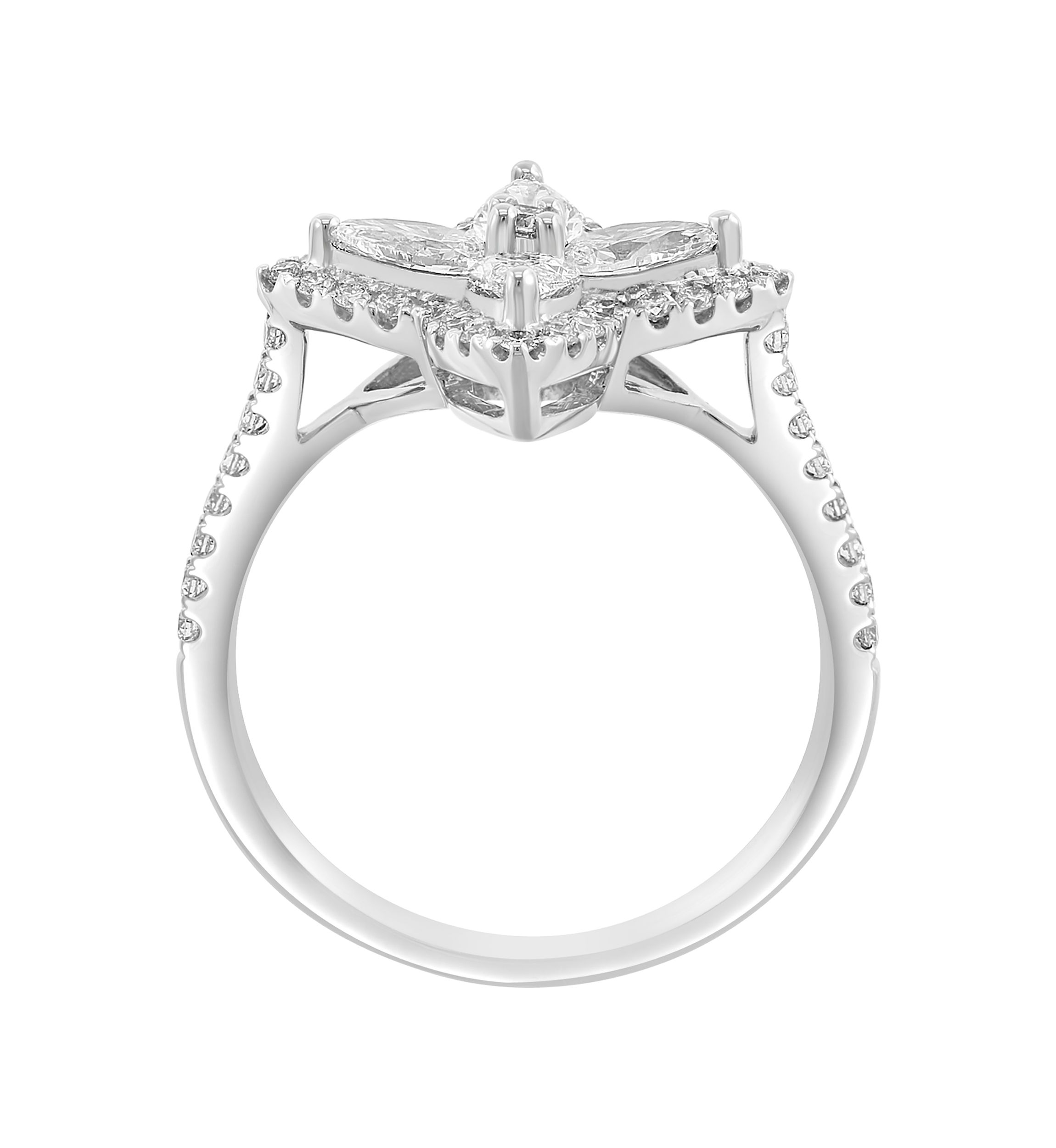 Lab Grown 1.12 ct. t.w. Diamond Flower Ring in 14K White Gold