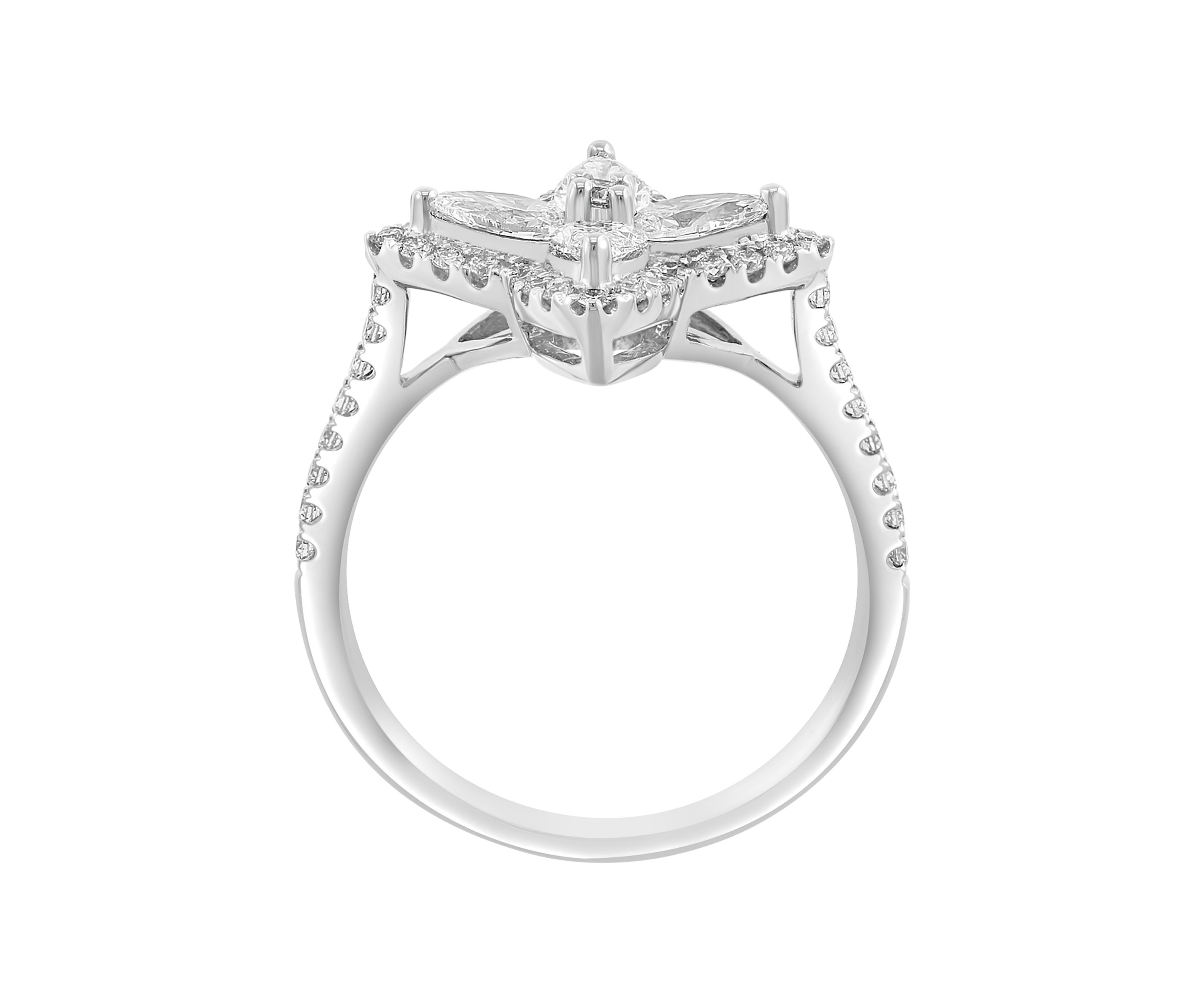 Lab Grown 1.12 ct. t.w. Diamond Flower Ring in 14K White Gold