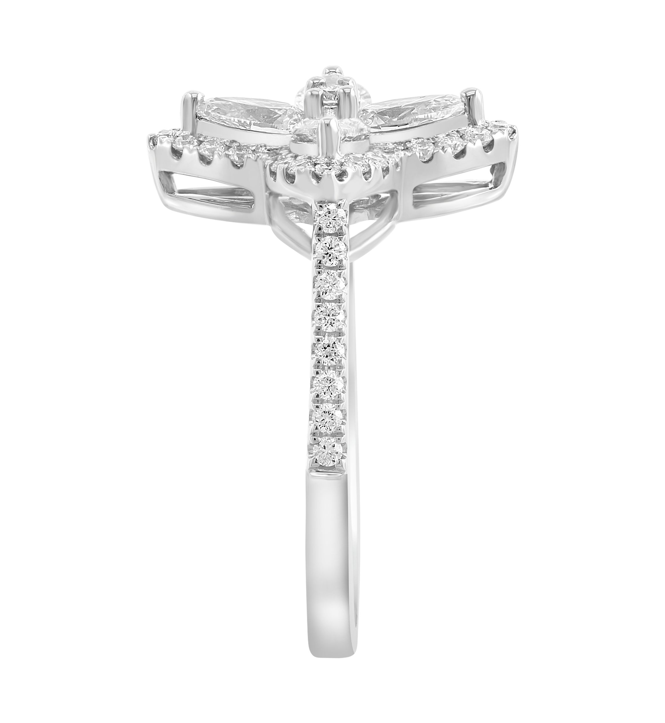 Lab Grown 1.12 ct. t.w. Diamond Flower Ring in 14K White Gold