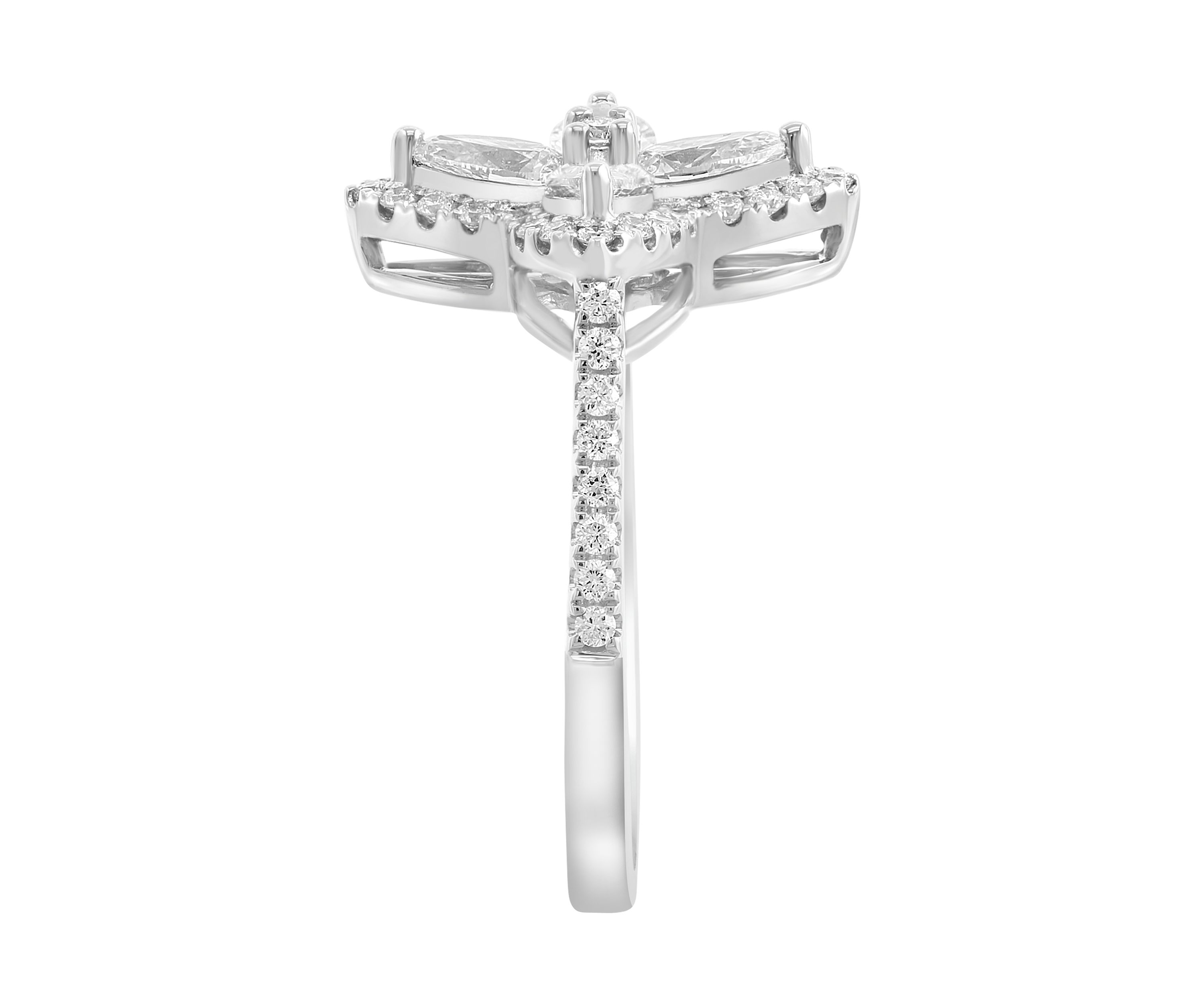 Lab Grown 1.12 ct. t.w. Diamond Flower Ring in 14K White Gold