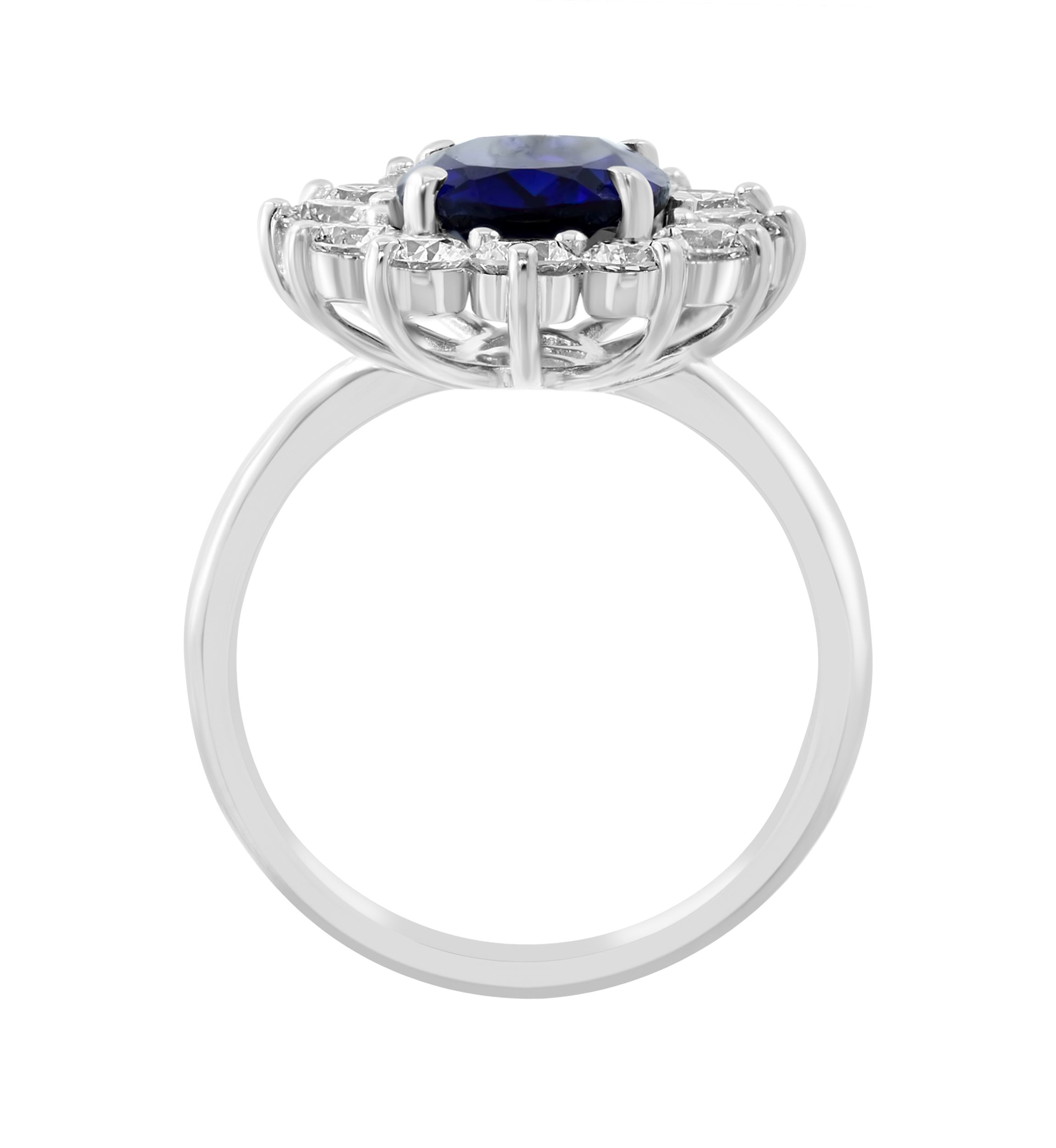 Lab Grown Diamond and Sapphire Ring in 14K White Gold