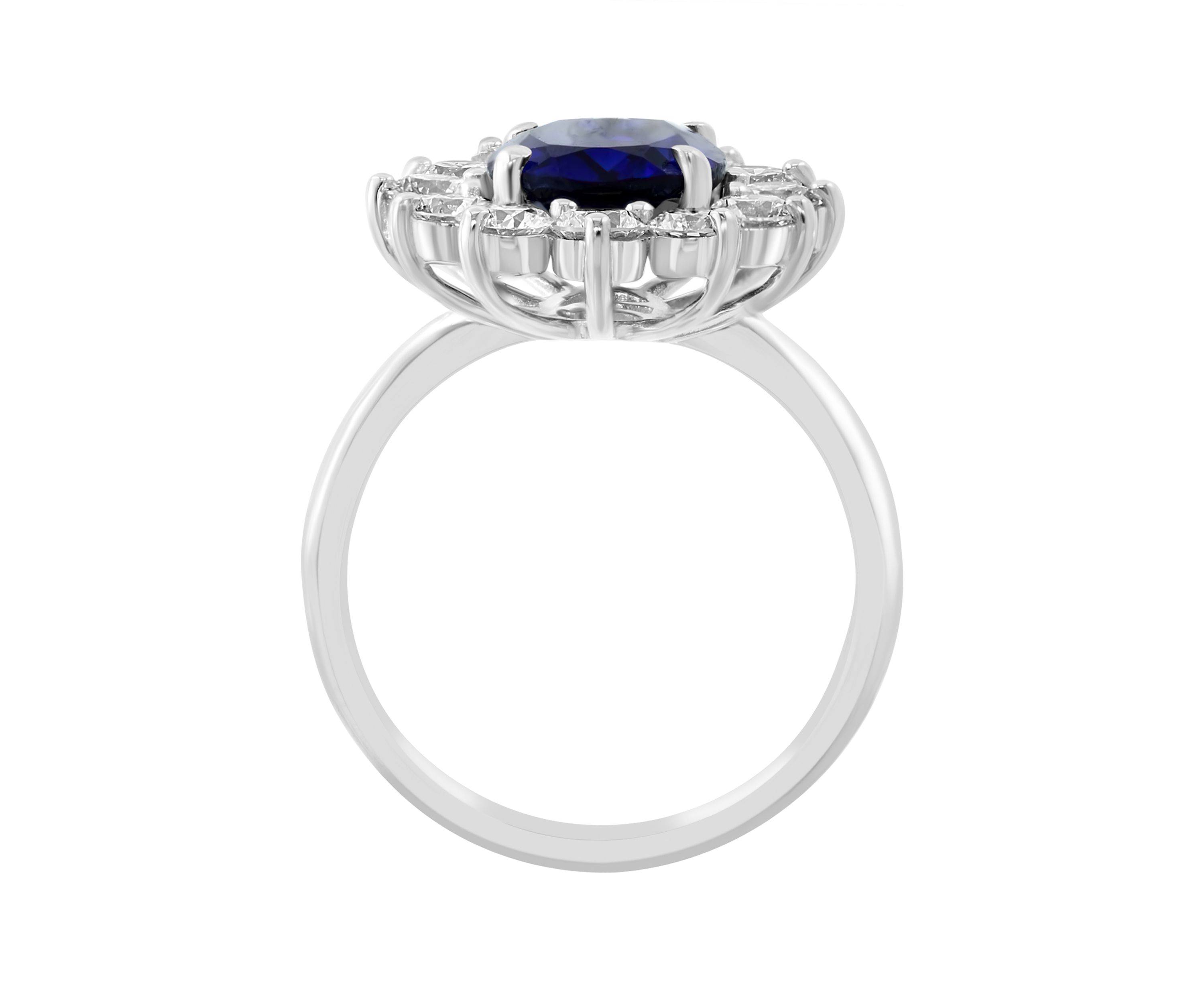 Lab Grown Diamond and Sapphire Ring in 14K White Gold