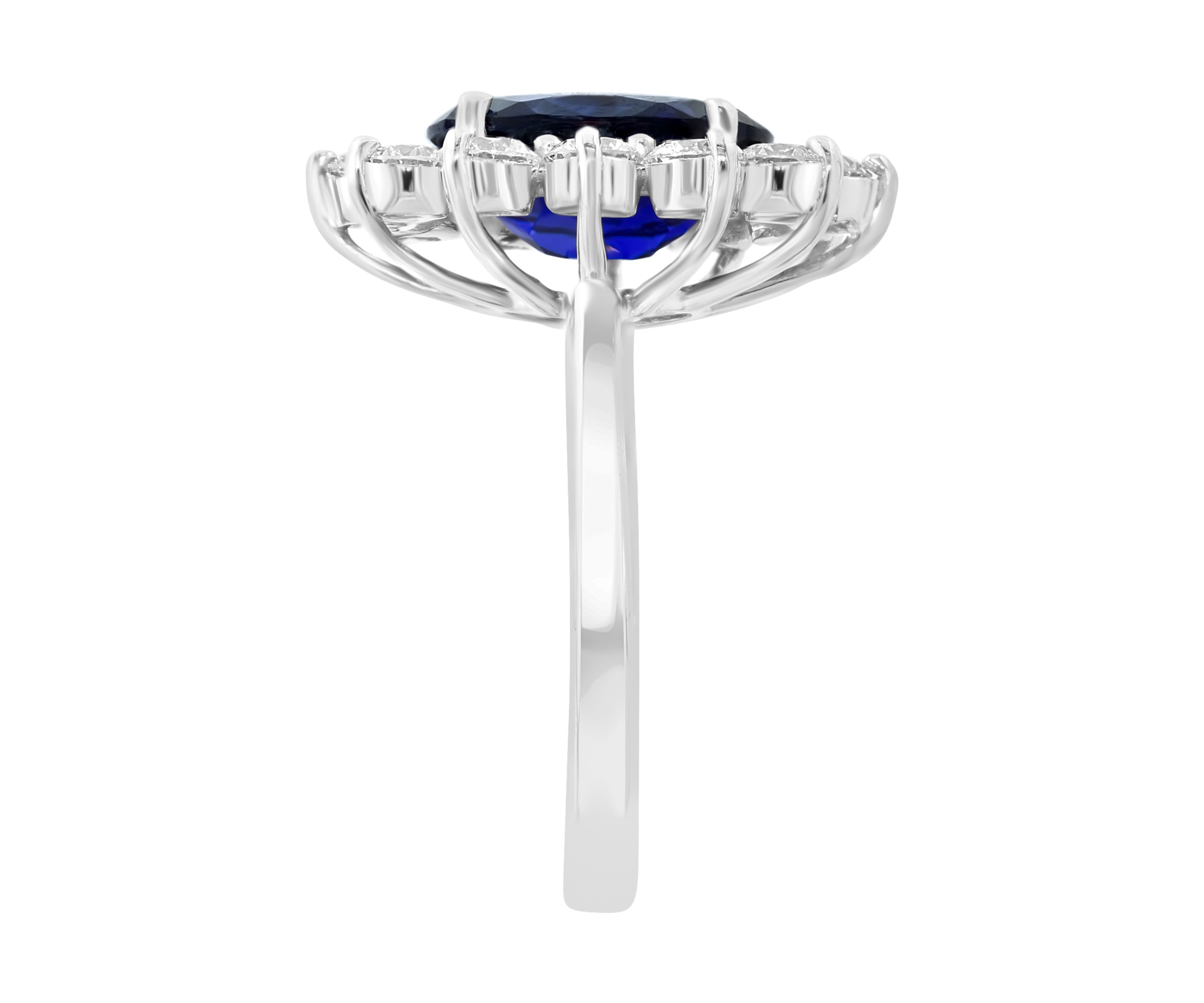 Lab Grown Diamond and Sapphire Ring in 14K White Gold