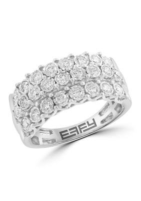 Effy Sterling Silver Lab Grown Diamond Ring, 7