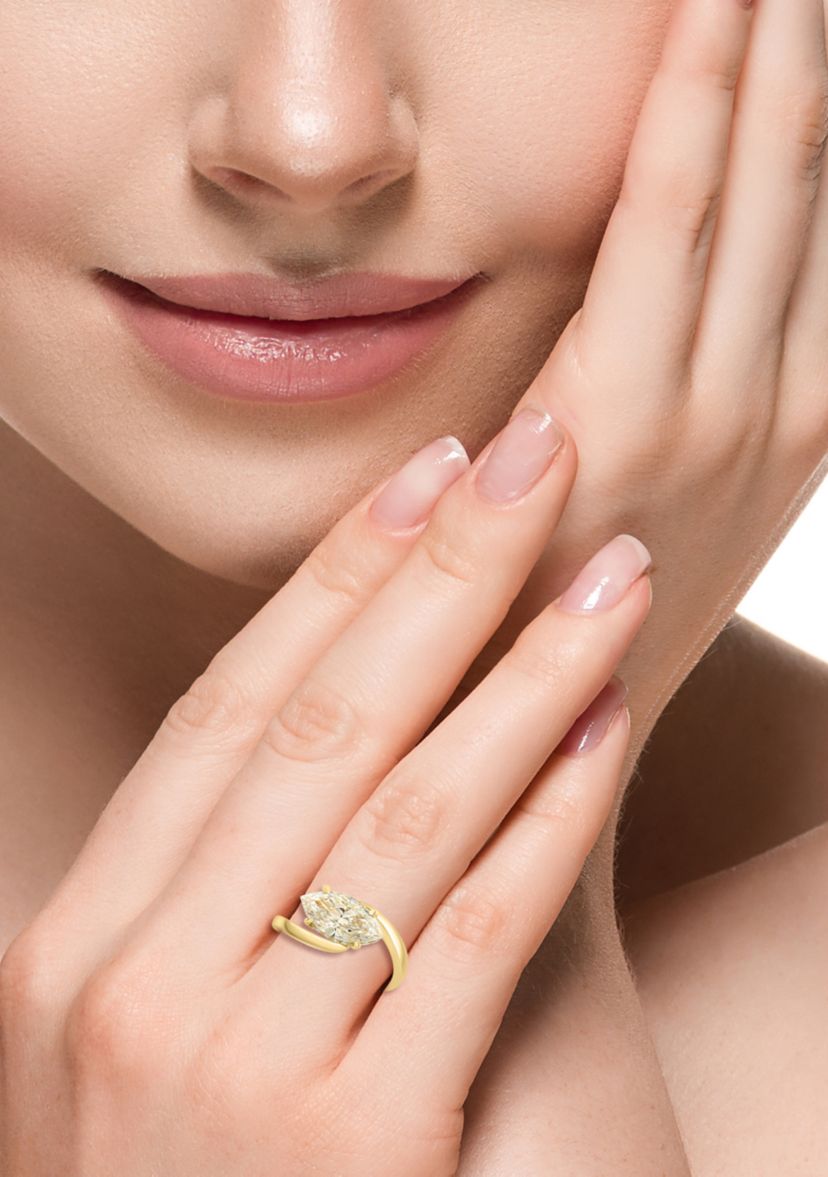 Lab Grown 2.08 ct. t.w. Diamond Marquise Solitaire Ring in 14K Yellow Gold