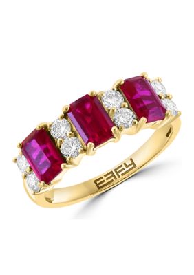 Effy Lab Grown Diamond and Ruby Ring in 14K Yellow Gold -  5400452WA0JG95H24