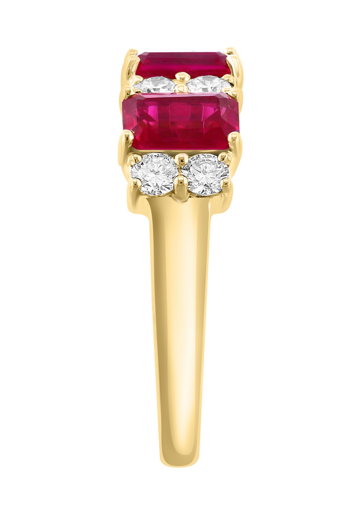 Lab Grown Diamond and Ruby Ring in 14K Yellow Gold 