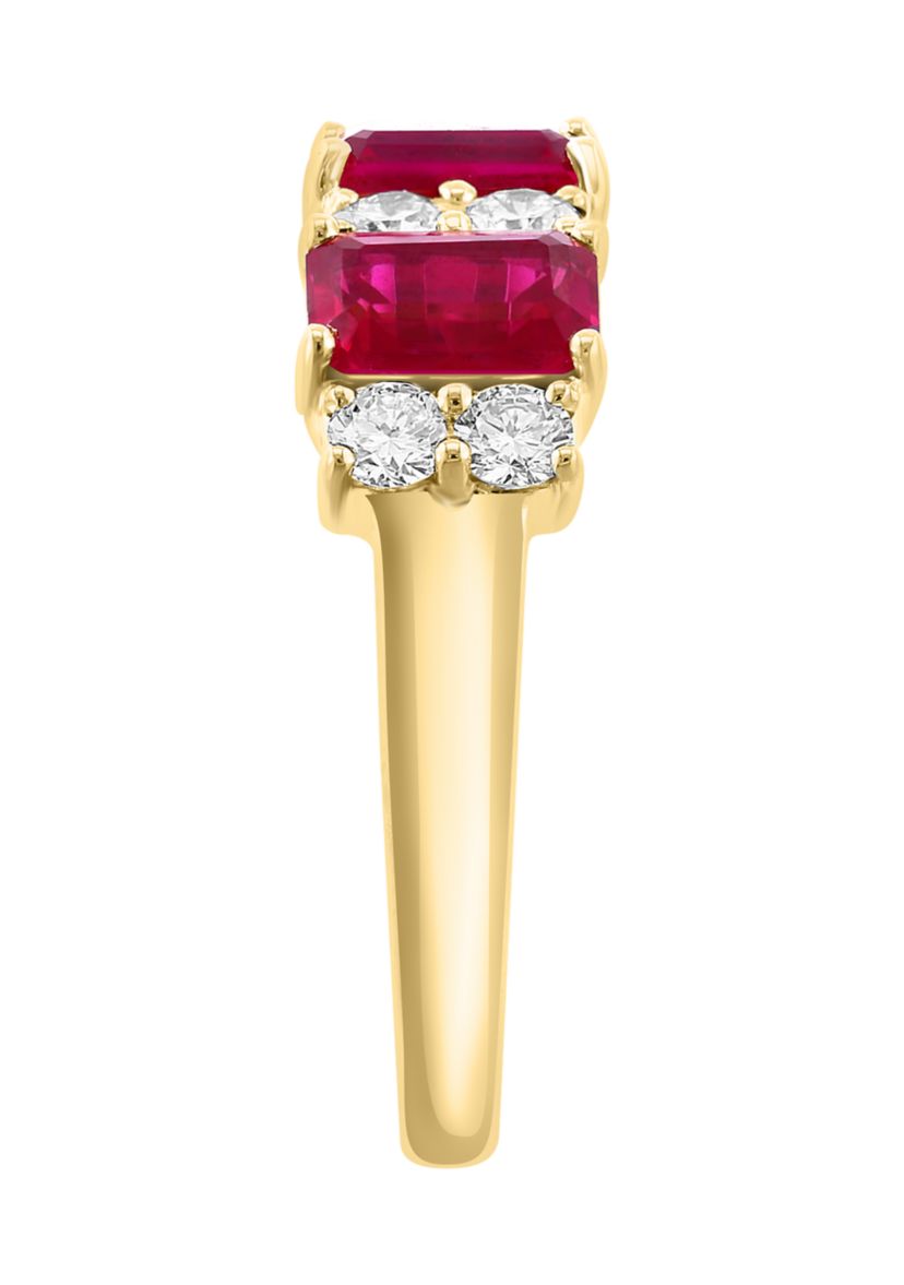 Lab Grown Diamond and Ruby Ring in 14K Yellow Gold 