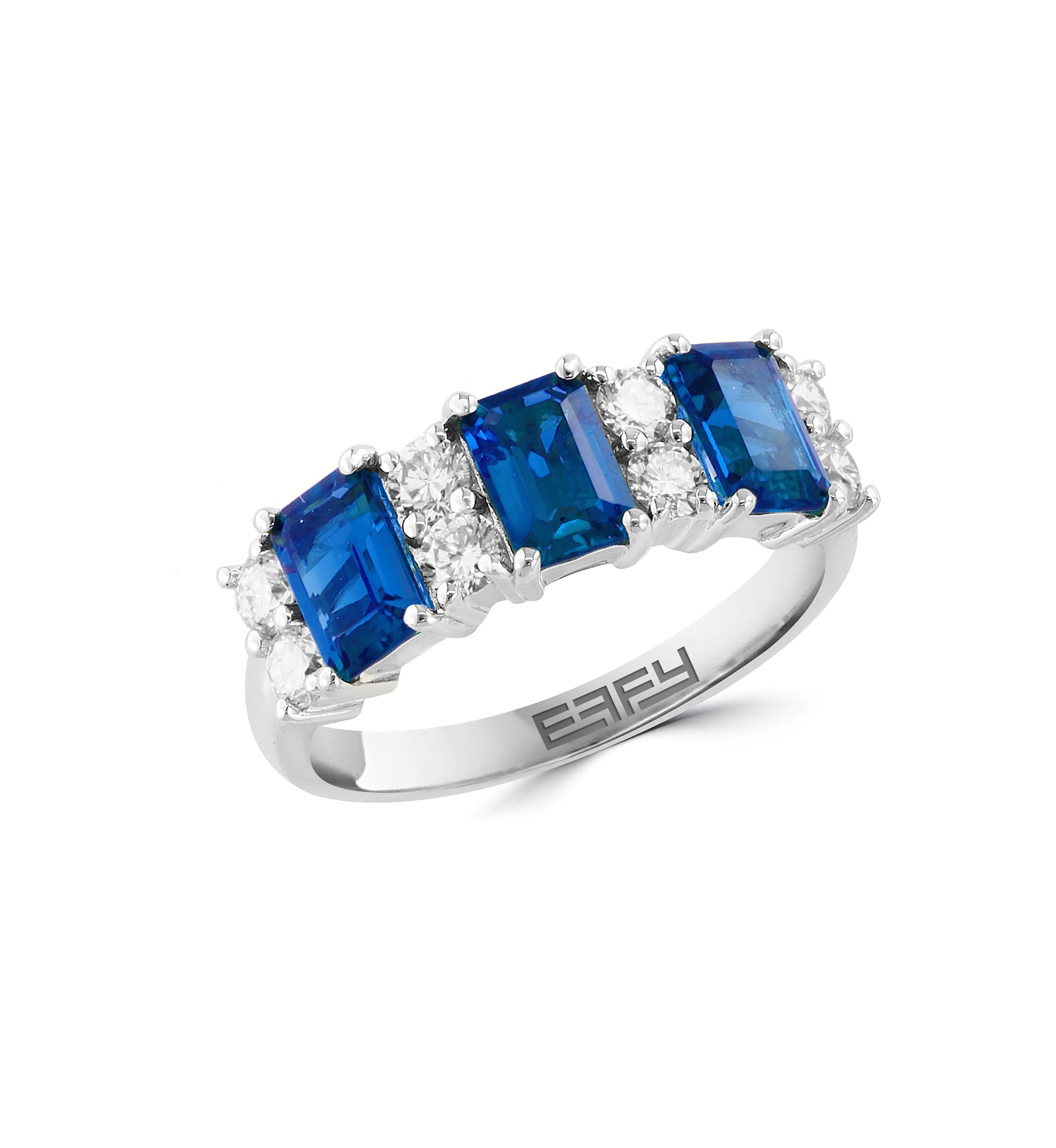 Lab Grown Diamond and Sapphire Ring in 14K White Gold
