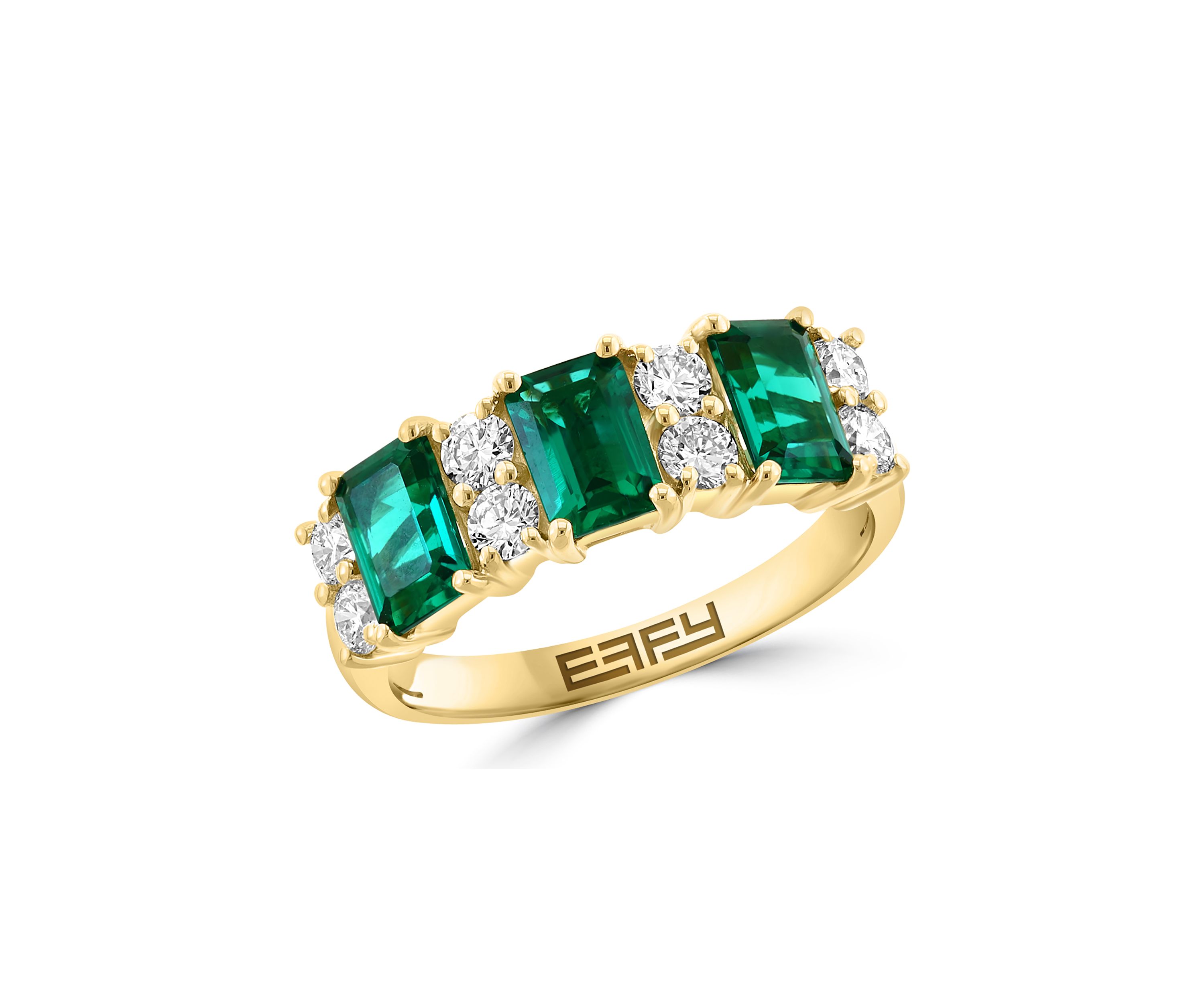 Lab Grown Diamond and Emerald Ring in 14K Yellow Gold