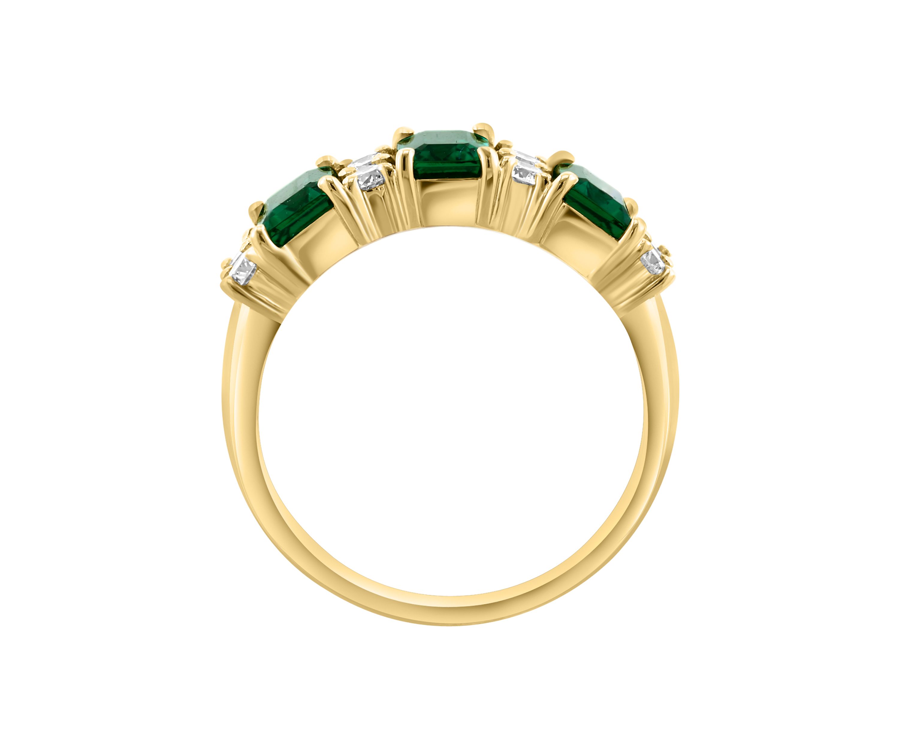 Lab Grown Diamond and Emerald Ring in 14K Yellow Gold