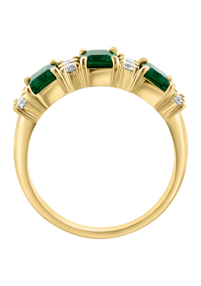Lab Grown Diamond and Emerald Ring in 14K Yellow Gold