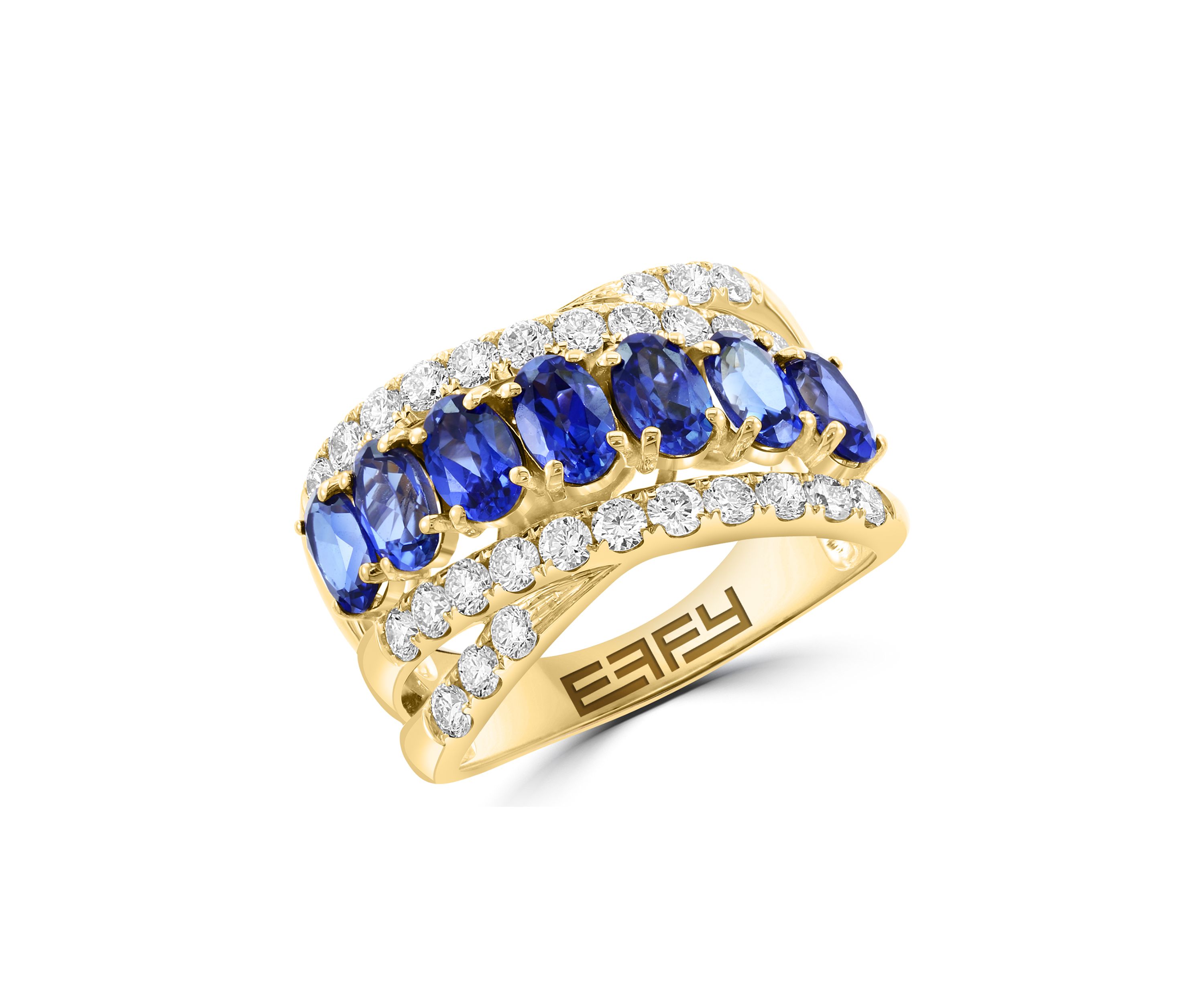 Lab Grown Diamond and Sapphire Ring in 14K Yellow Gold