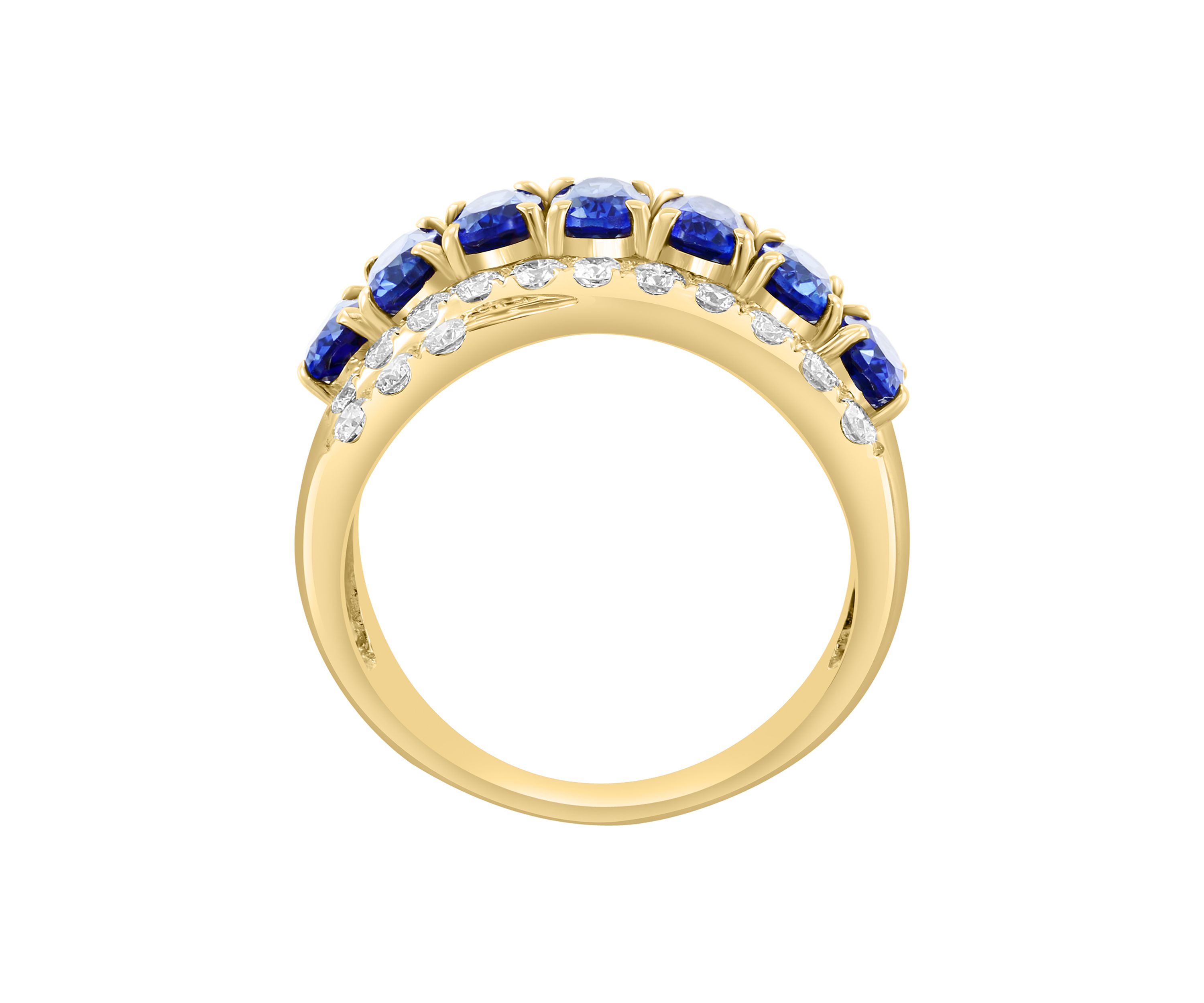 Lab Grown Diamond and Sapphire Ring in 14K Yellow Gold