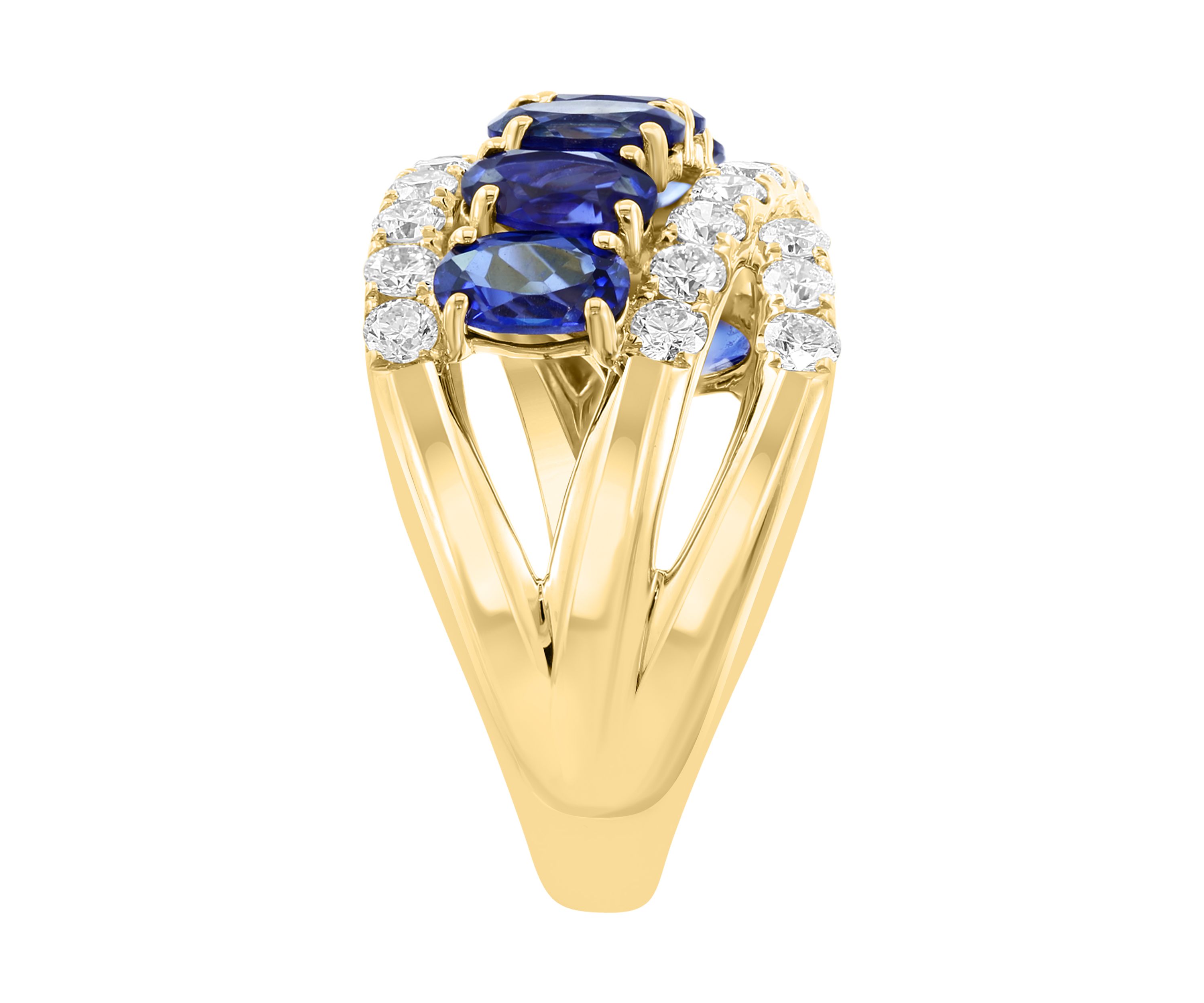 Lab Grown Diamond and Sapphire Ring in 14K Yellow Gold