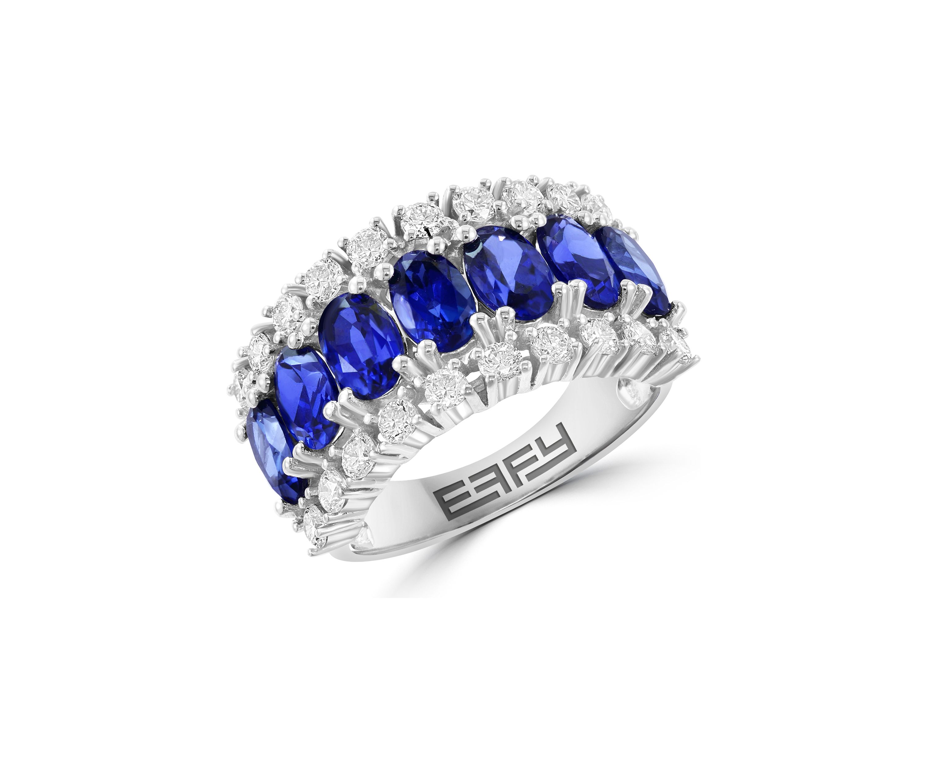 Lab Grown Diamond and Sapphire Ring in 14K White Gold