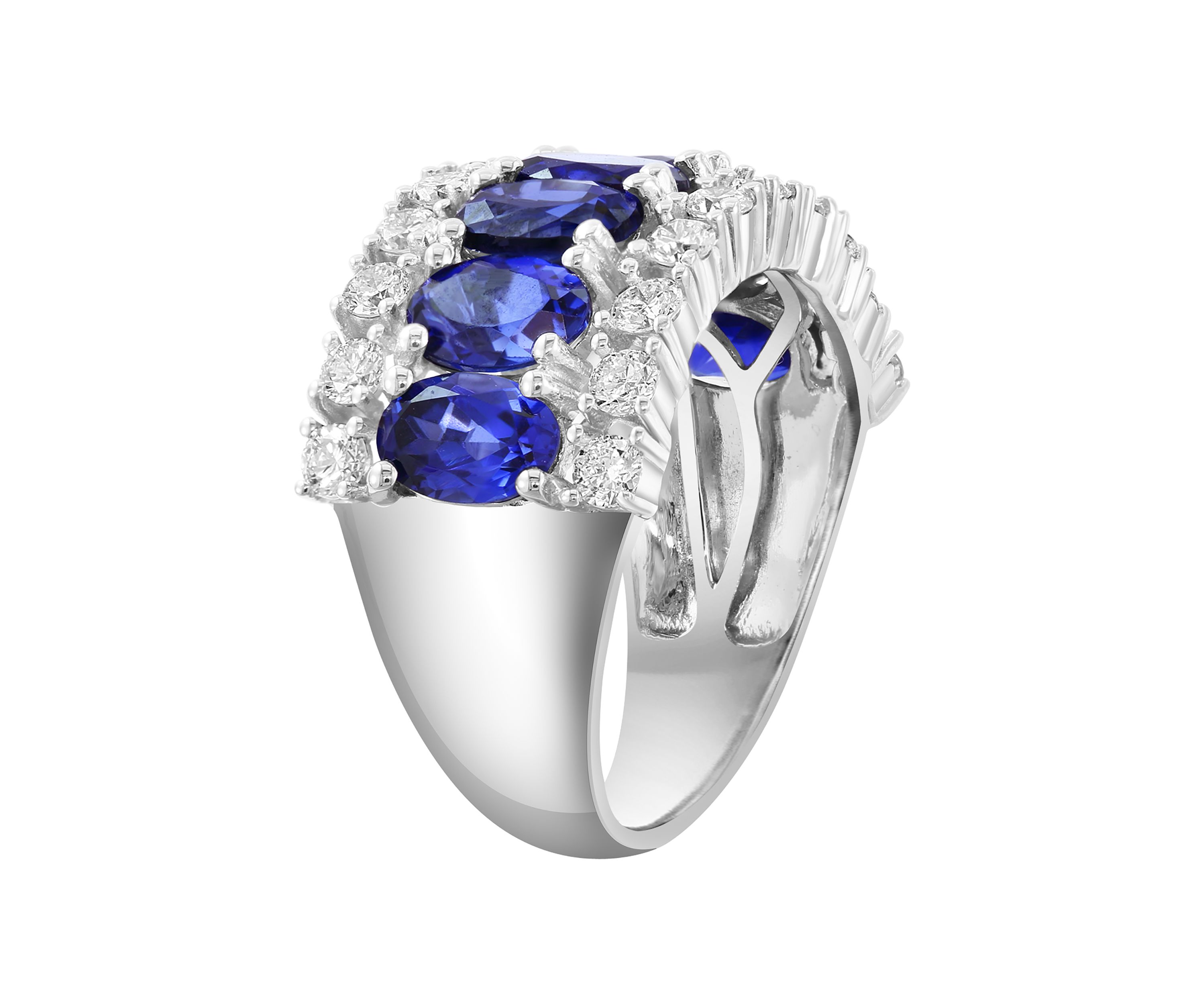 Lab Grown Diamond and Sapphire Ring in 14K White Gold