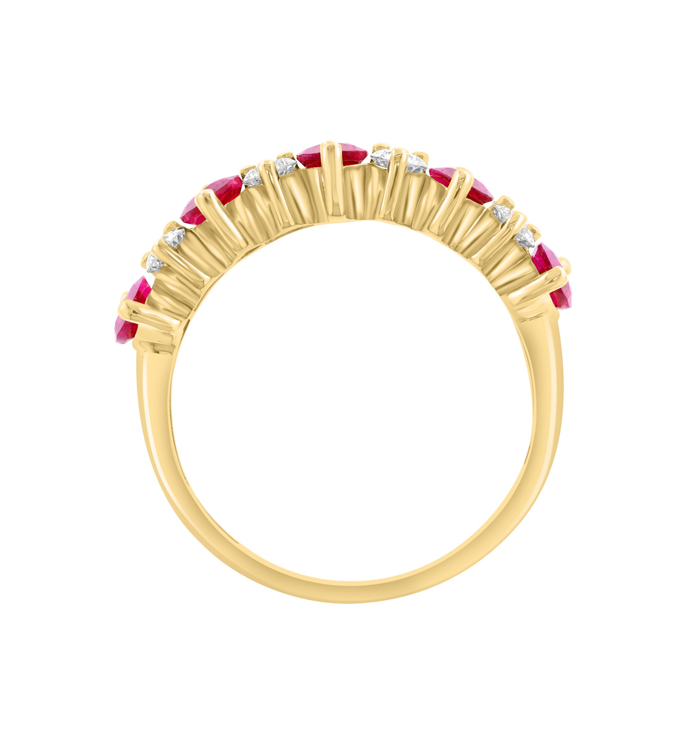  14K Yellow Gold Lab Grown Diamond and Lab Grown Ruby Ring 
