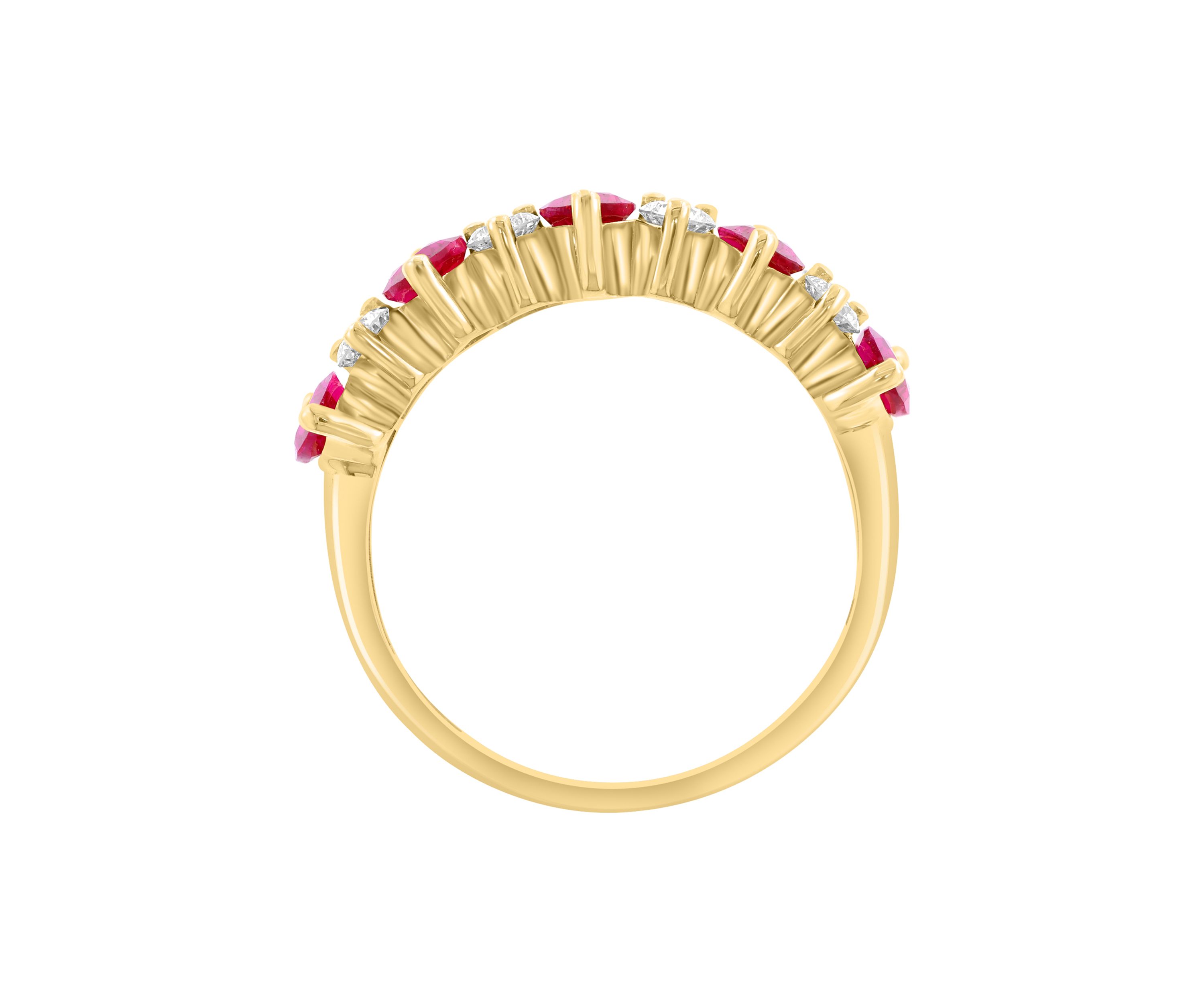  14K Yellow Gold Lab Grown Diamond and Lab Grown Ruby Ring 