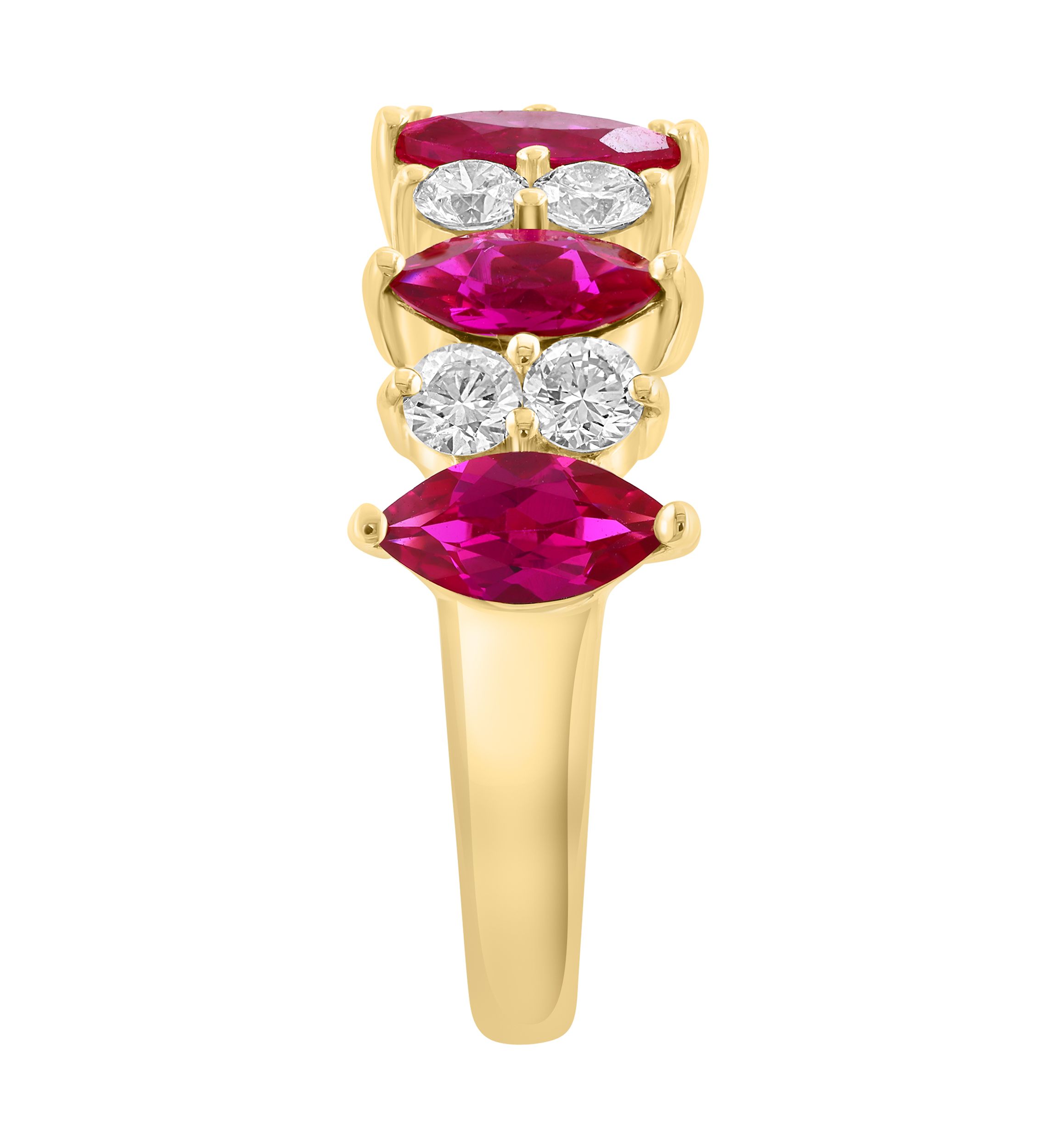  14K Yellow Gold Lab Grown Diamond and Lab Grown Ruby Ring 