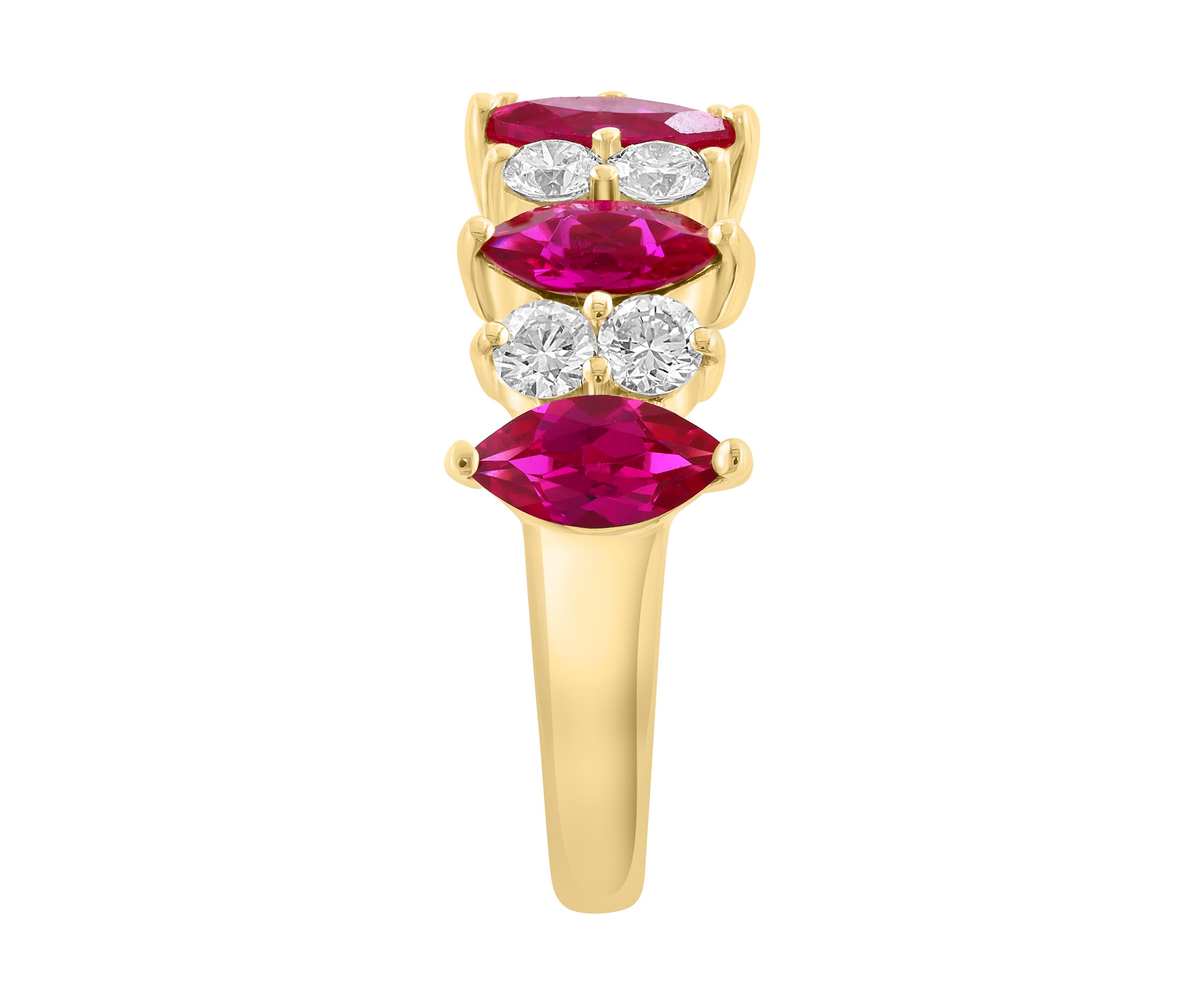  14K Yellow Gold Lab Grown Diamond and Lab Grown Ruby Ring 