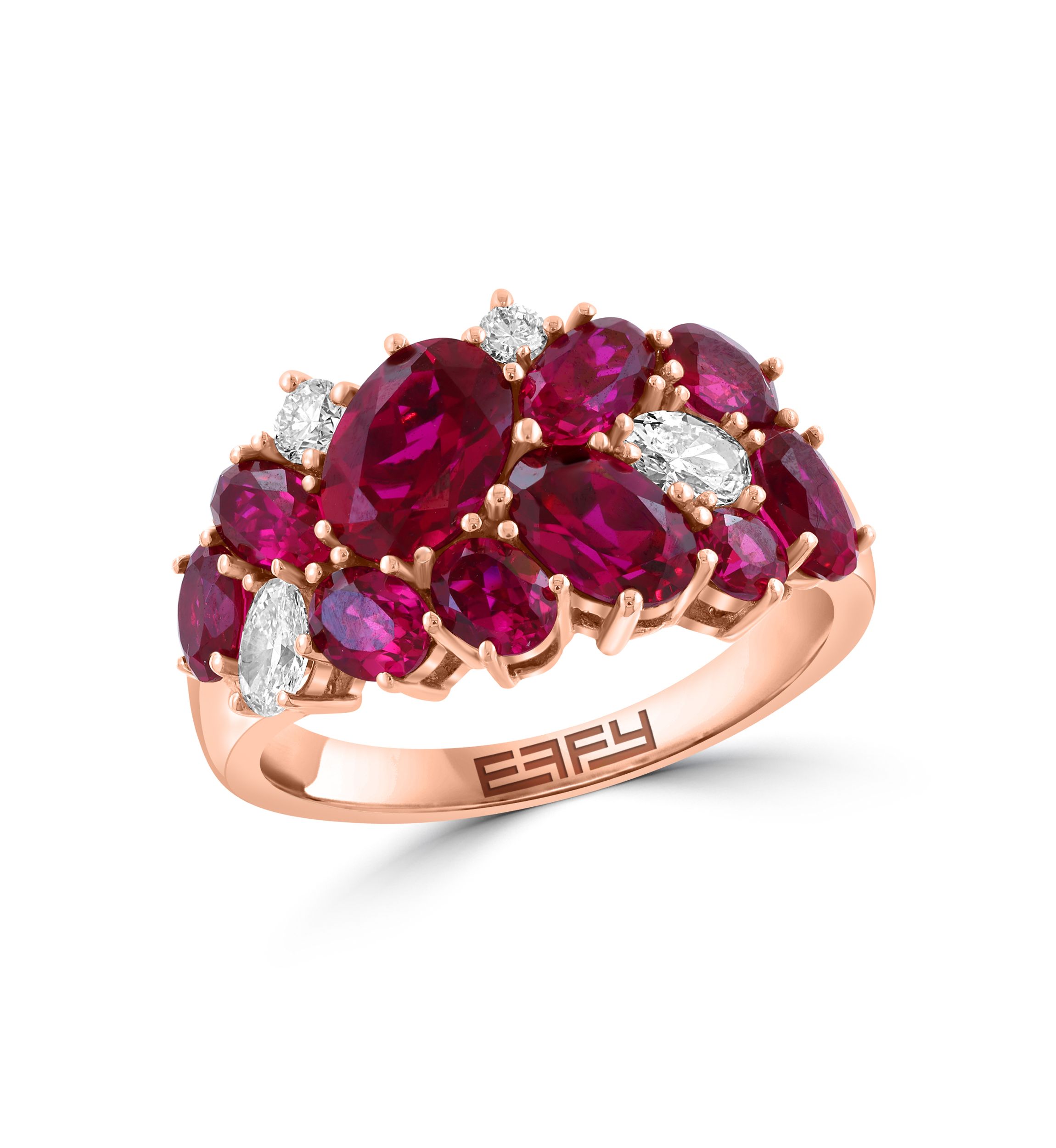 14K Rose Gold Lab Grown Diamond, Lab Grown Ruby Ring