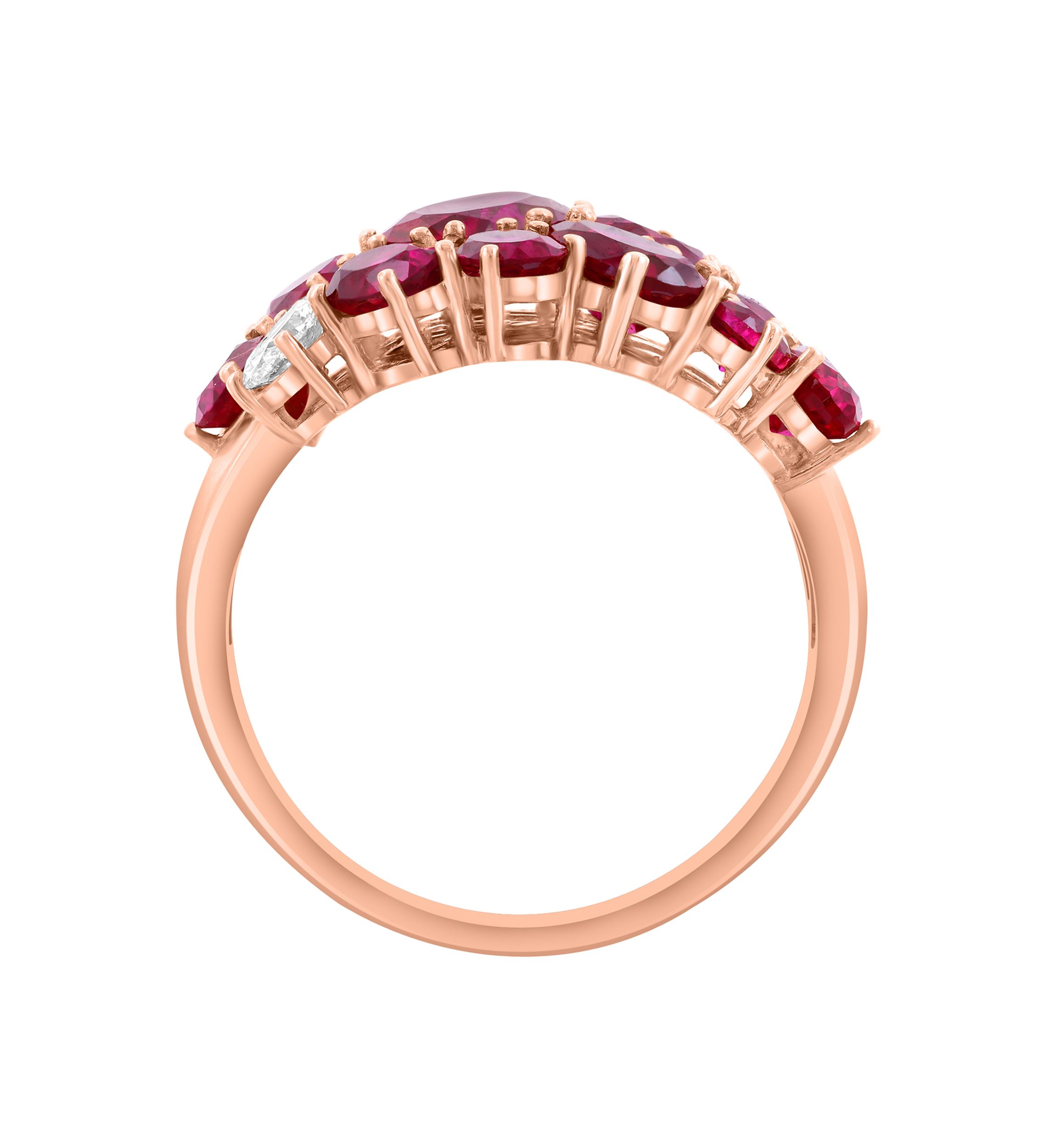 14K Rose Gold Lab Grown Diamond, Lab Grown Ruby Ring