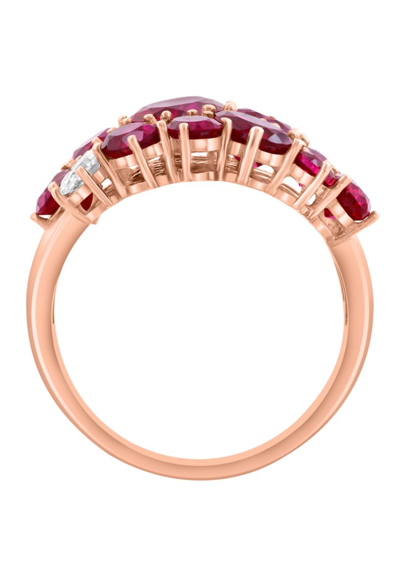 14K Rose Gold Lab Grown Diamond, Lab Grown Ruby Ring