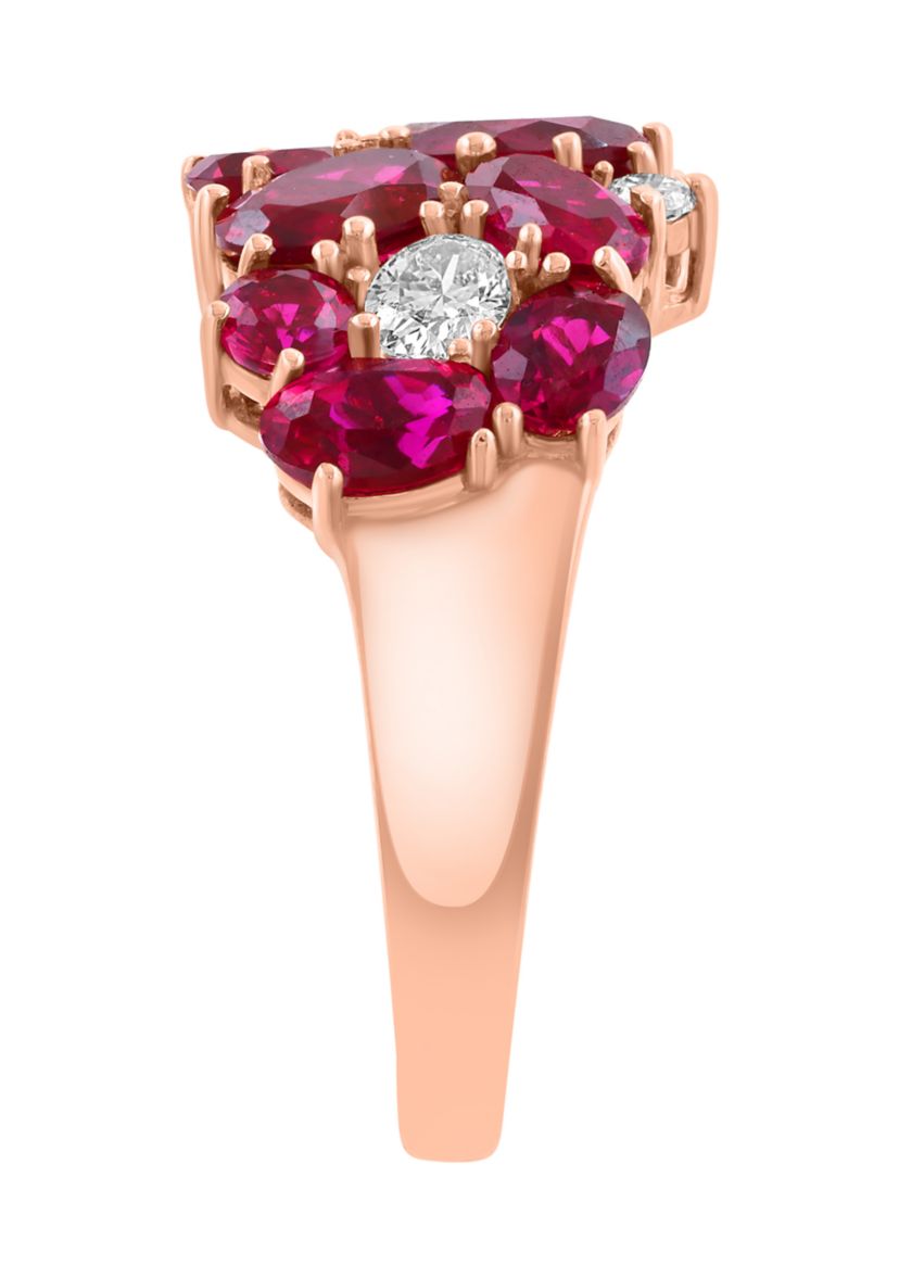 14K Rose Gold Lab Grown Diamond, Lab Grown Ruby Ring