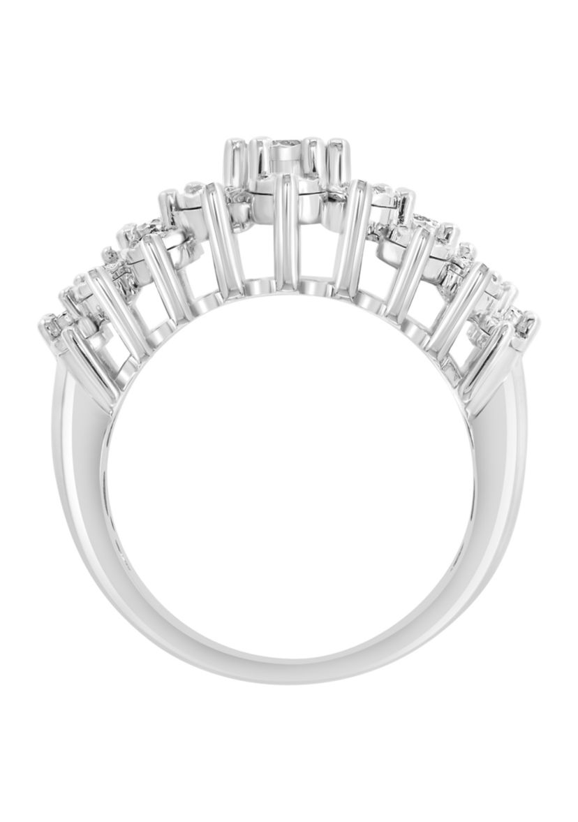 Sterling Silver Lab Grown Diamond Miracle Set Ring