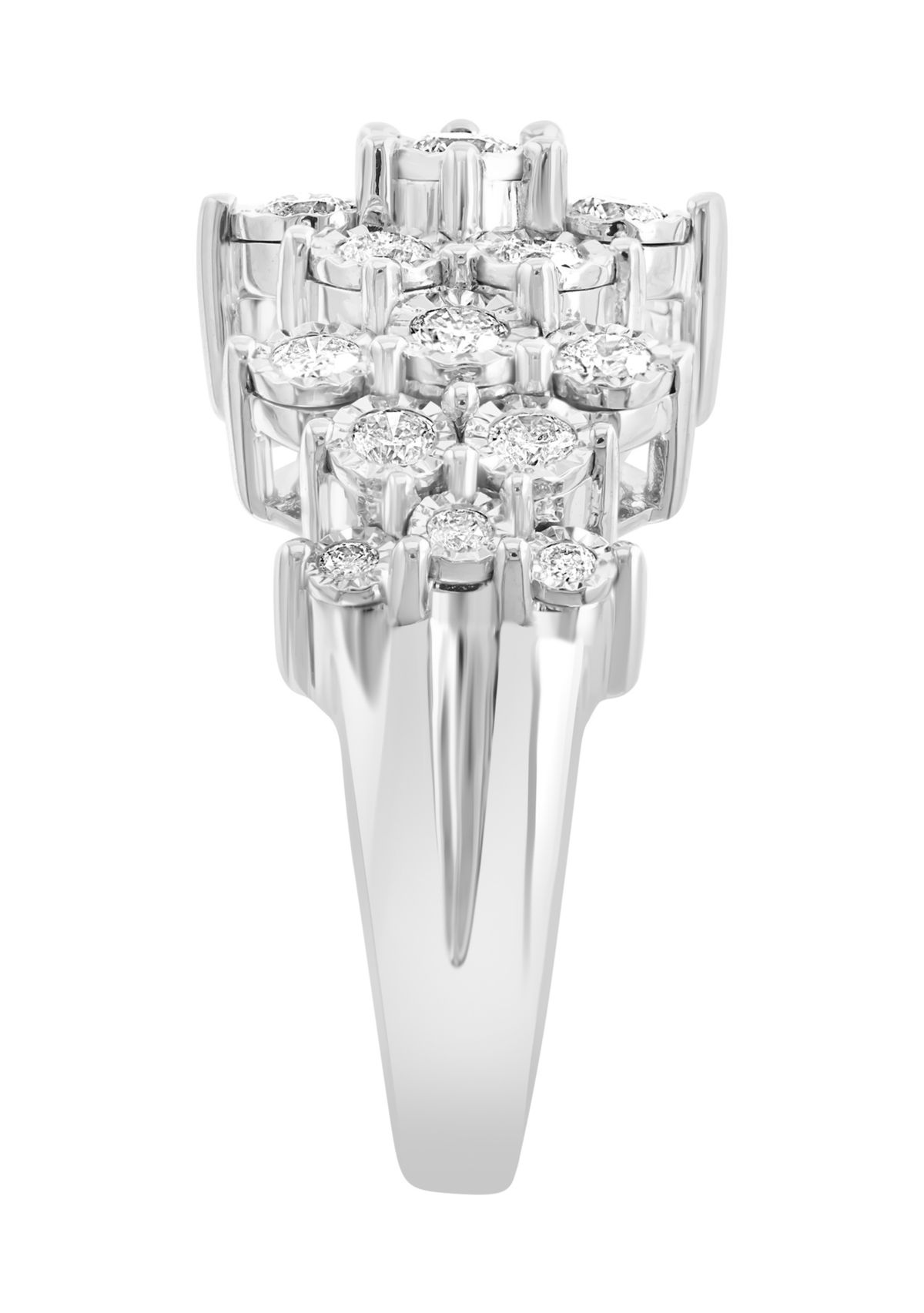 Sterling Silver Lab Grown Diamond Miracle Set Ring