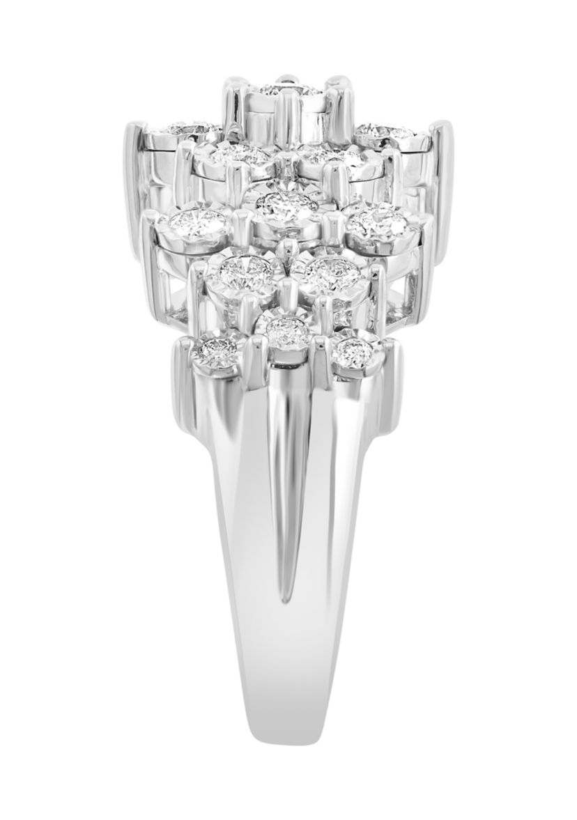 Sterling Silver Lab Grown Diamond Miracle Set Ring